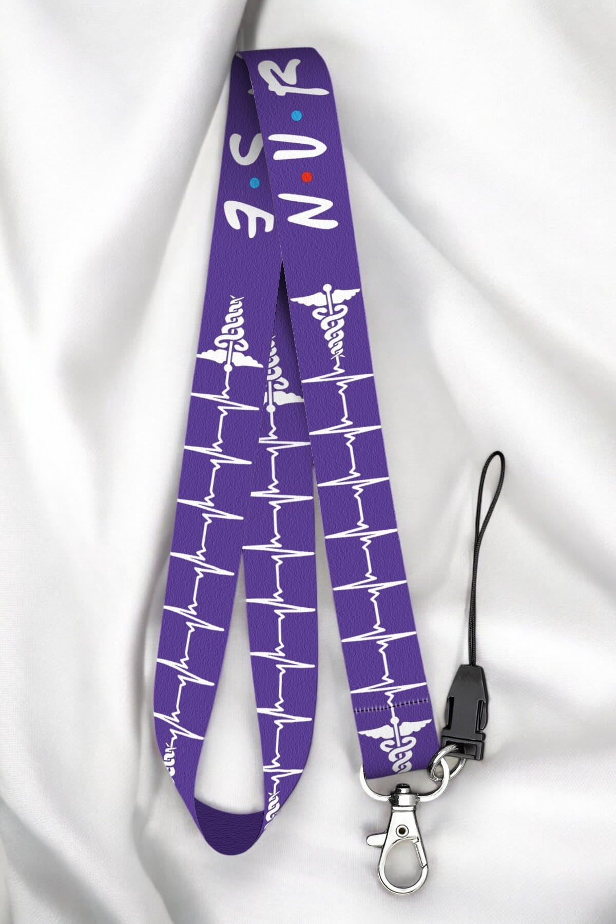 Boyun Askı İpi Yaka Kartı Kimlik Askısı Telefon Aksesuarı (ASK0341-Mor Nurse Hemşire  )