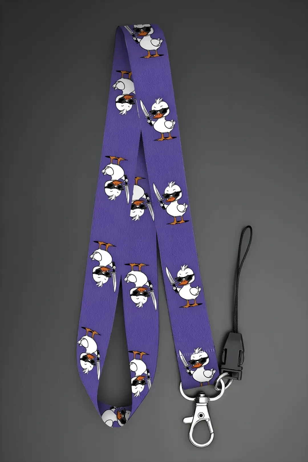 Boyun Askı İpi Yaka Kartı Kimlik Askısı Telefon Aksesuarı (ASK0340-Mor Katil Ördek )