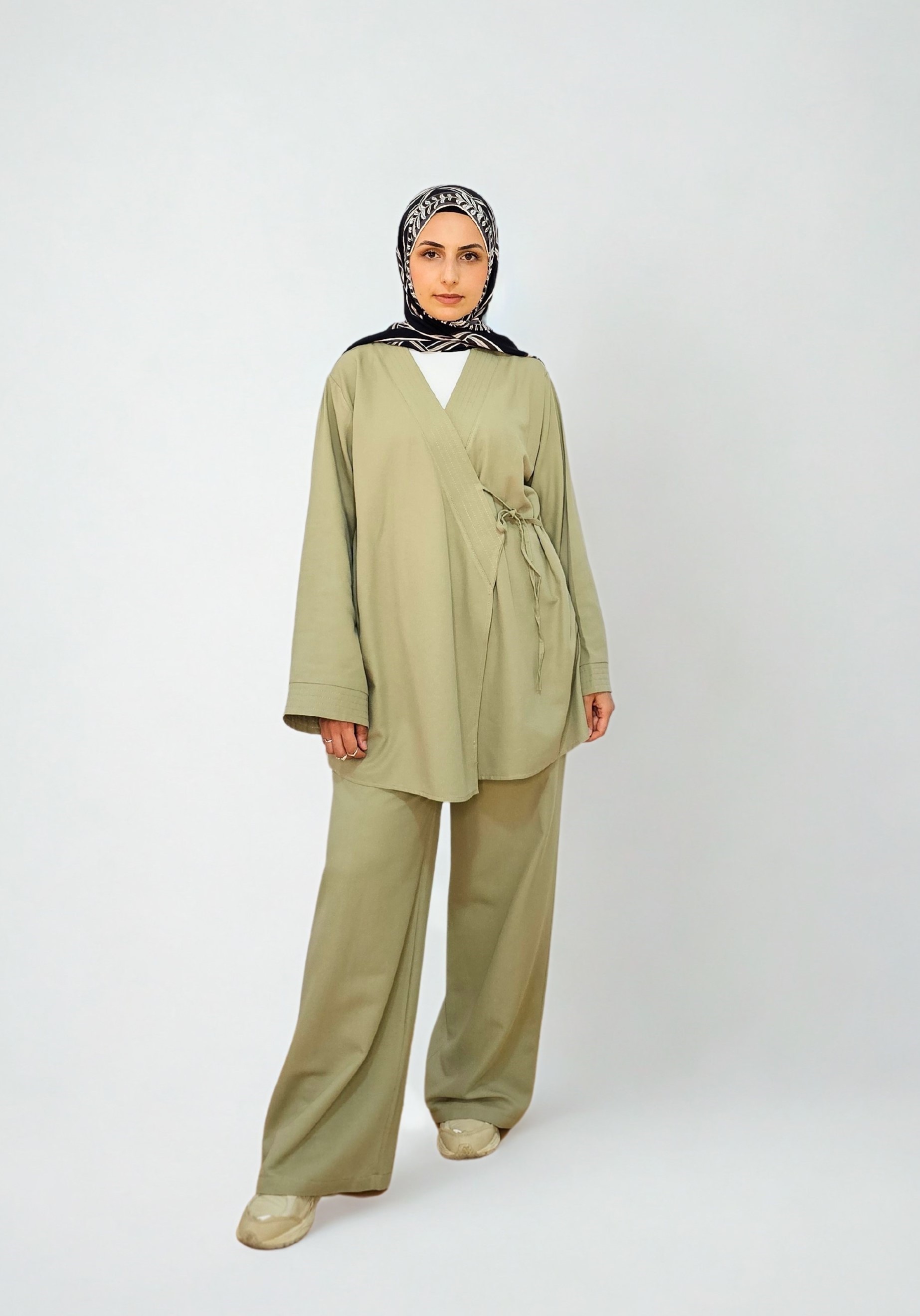 Bağlamalı Kimono Takım - Çağla Yeşil