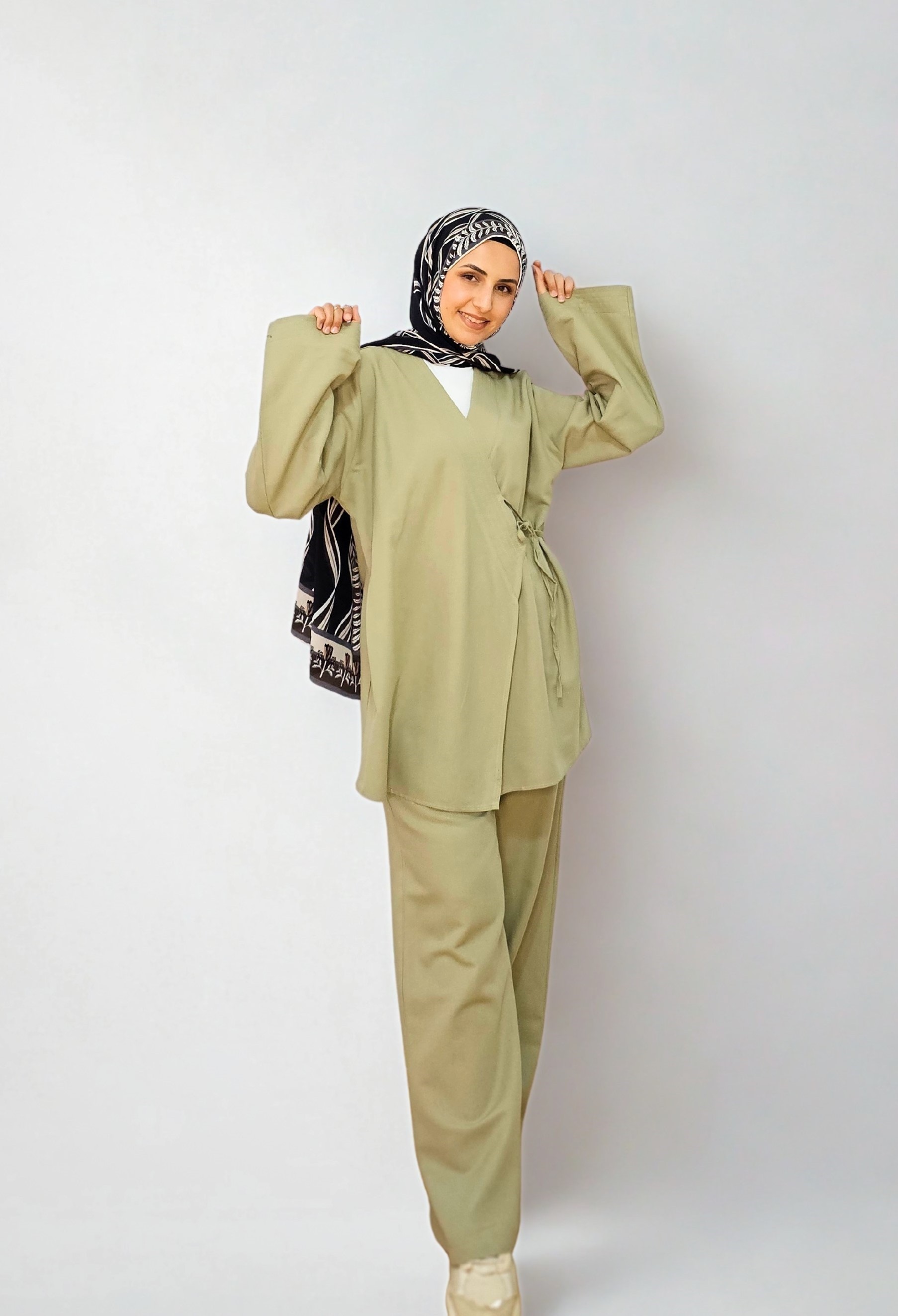 Bağlamalı Kimono Takım - Çağla Yeşil
