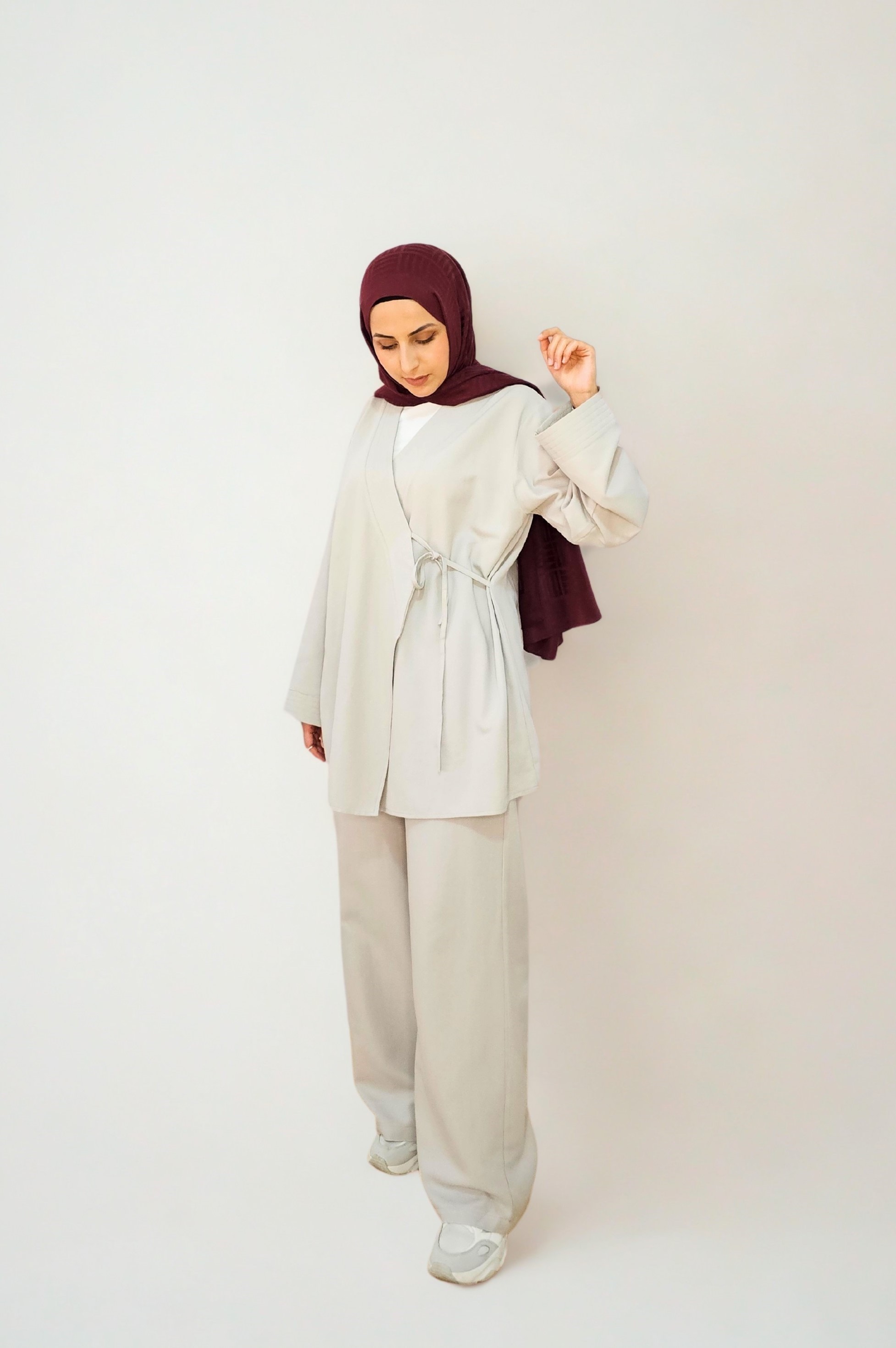 Bağlamalı Kimono Takım - Gri