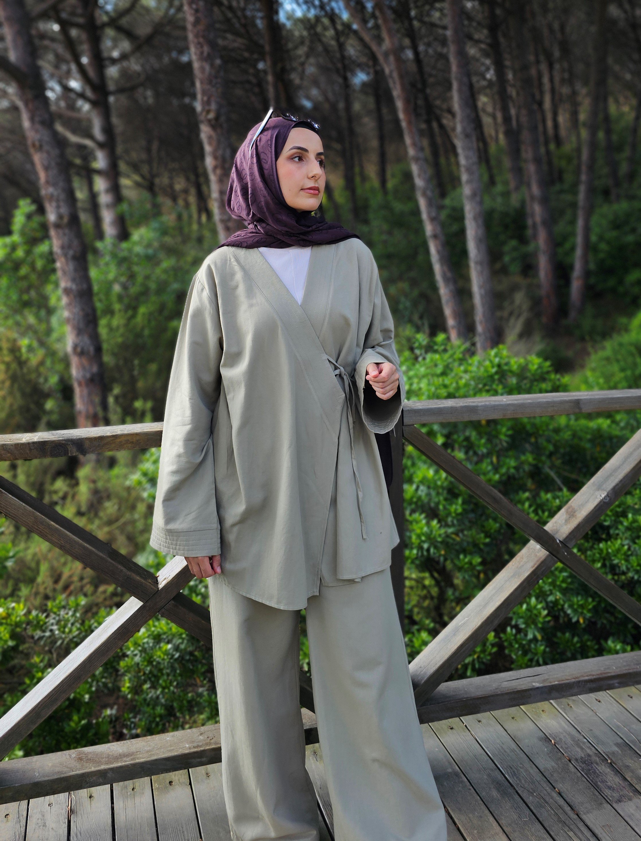 Bağlamalı Kimono Takım - Çağla Yeşil