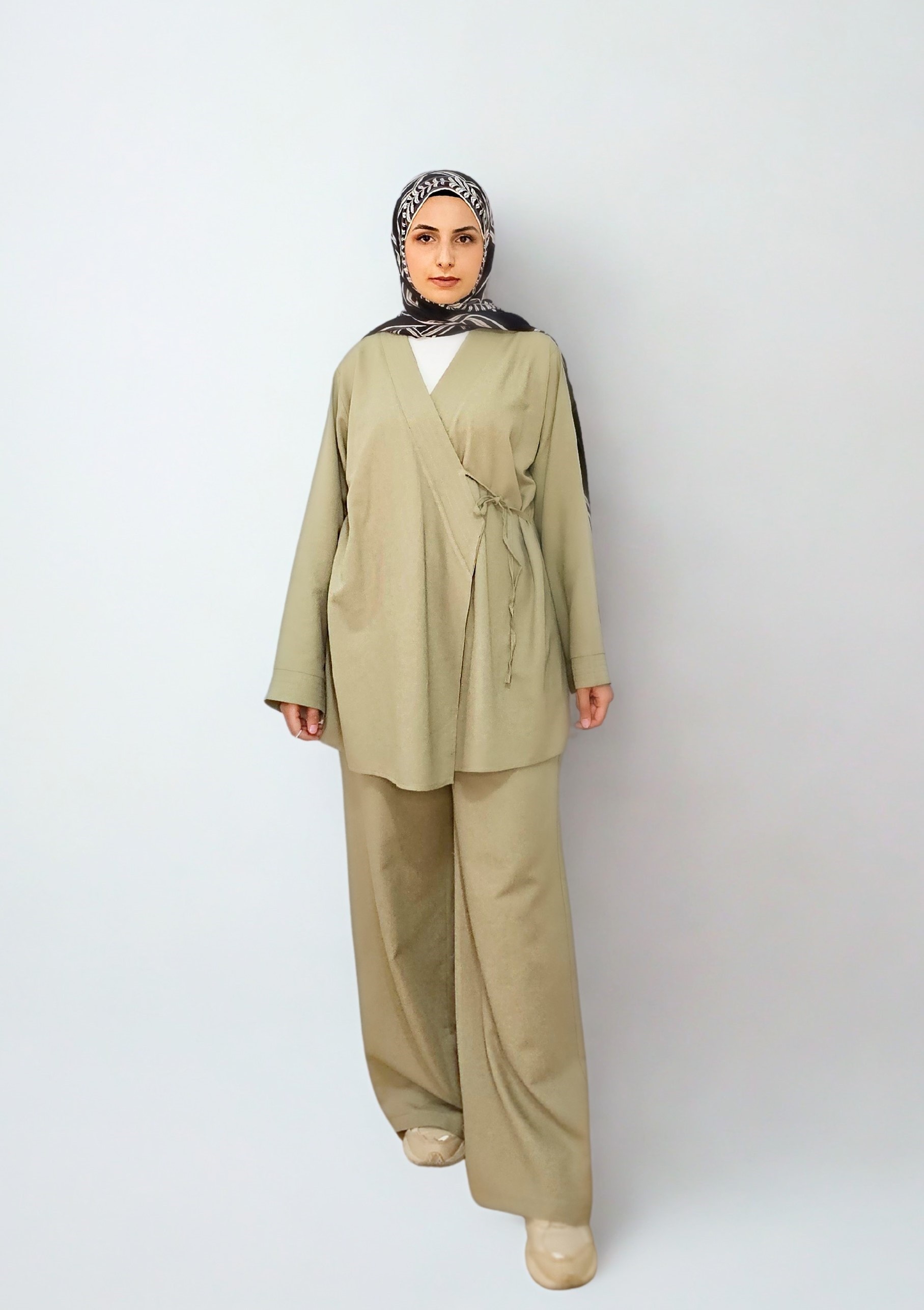 Bağlamalı Kimono Takım - Çağla Yeşil