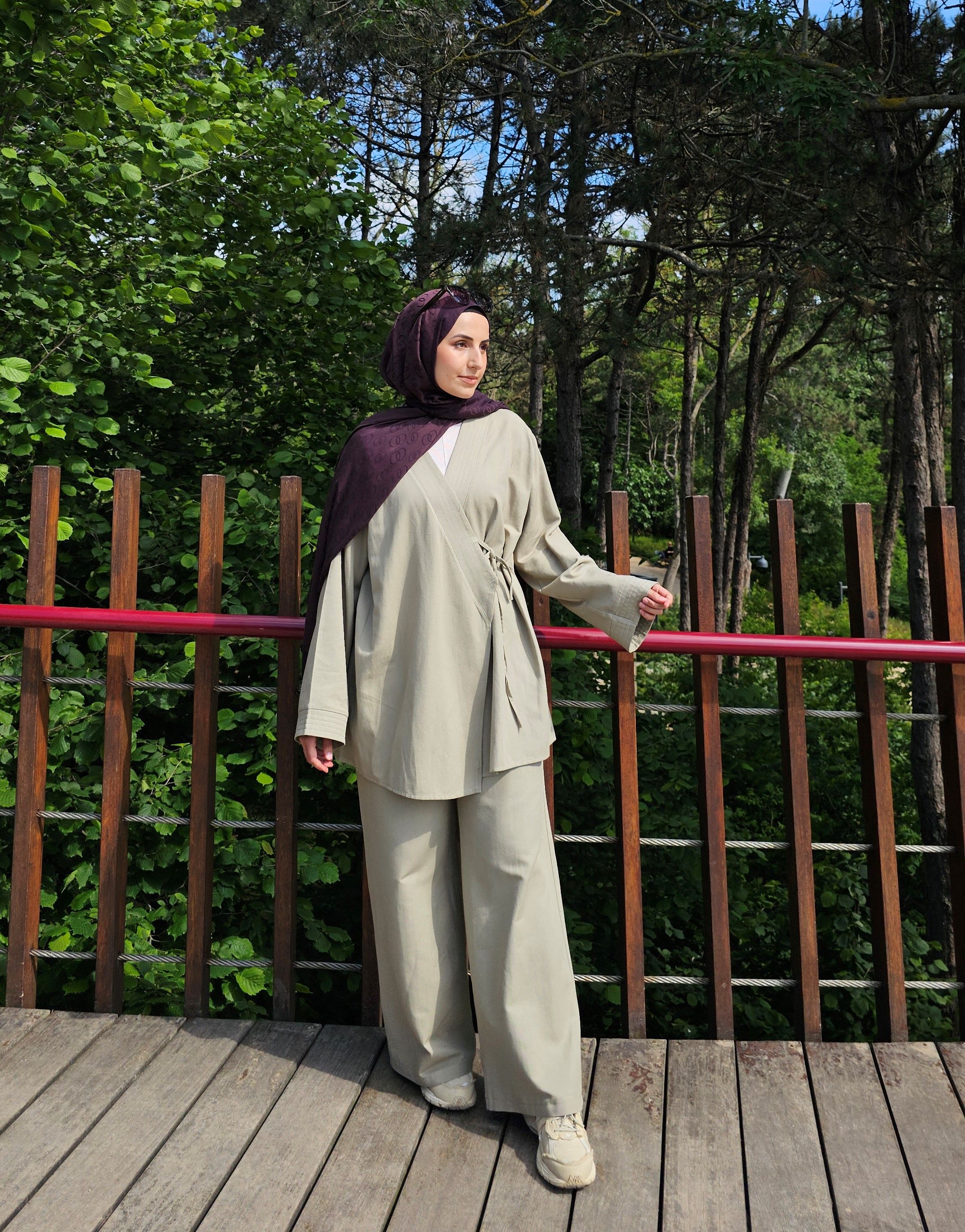 Bağlamalı Kimono Takım - Çağla Yeşil