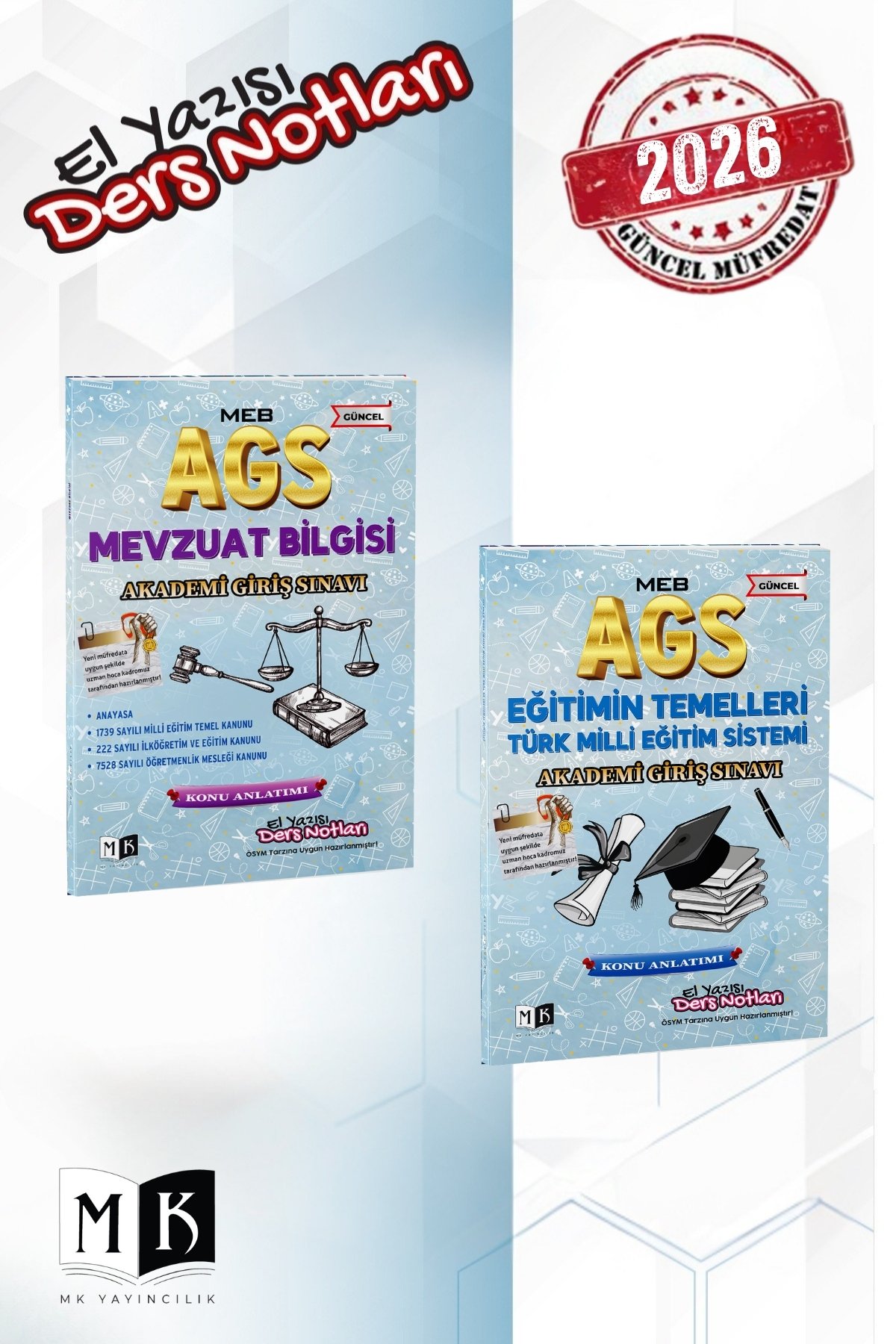 2026 AGS MEVZUAT BİLGİSİ-EĞİTİM TEMELLERİ VE TÜRK MİLLİ EĞİTİM SİSTEMİ EL YAZISI DERS NOTLARI SET