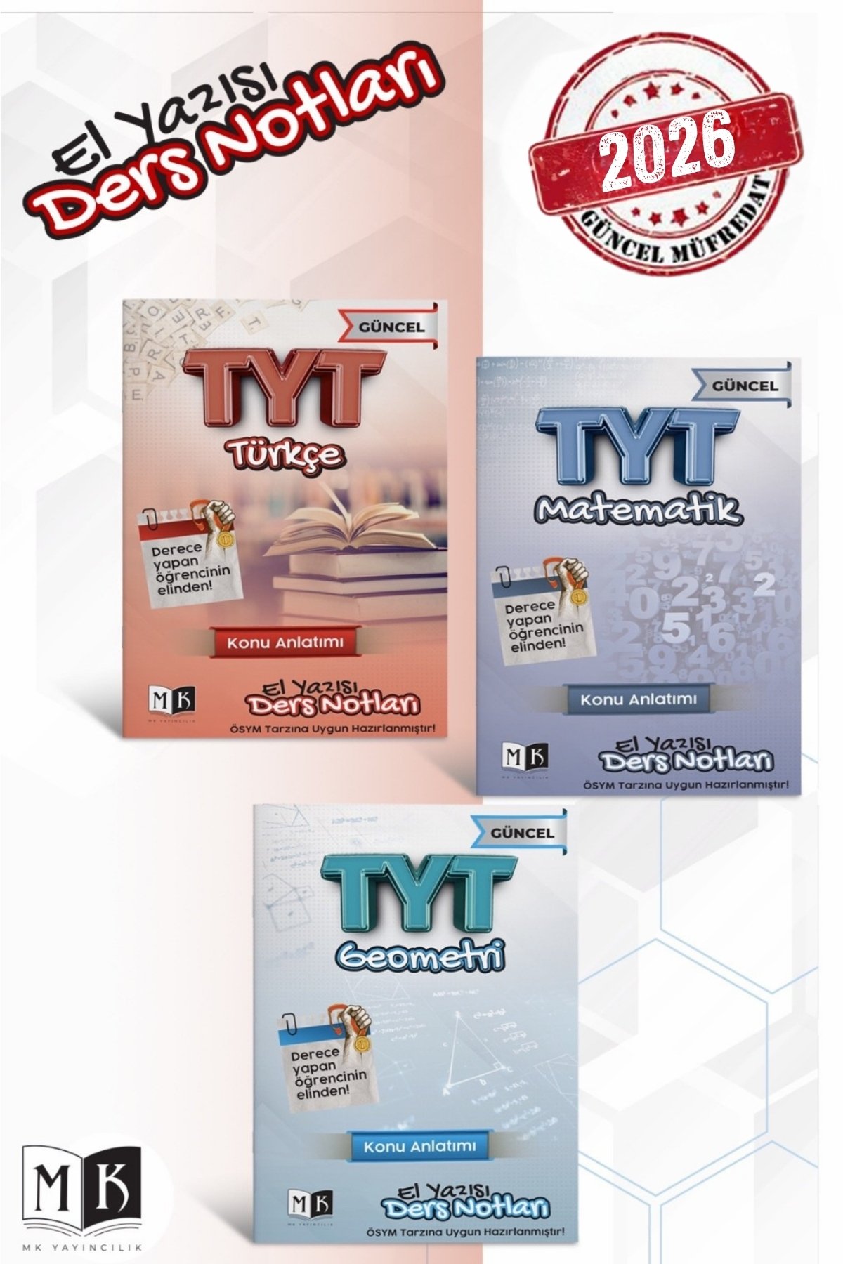 2026 TYT TÜRKÇE-MATEMATİK-GEOMETRİ EL YAZISI DERS NOTLARI SET