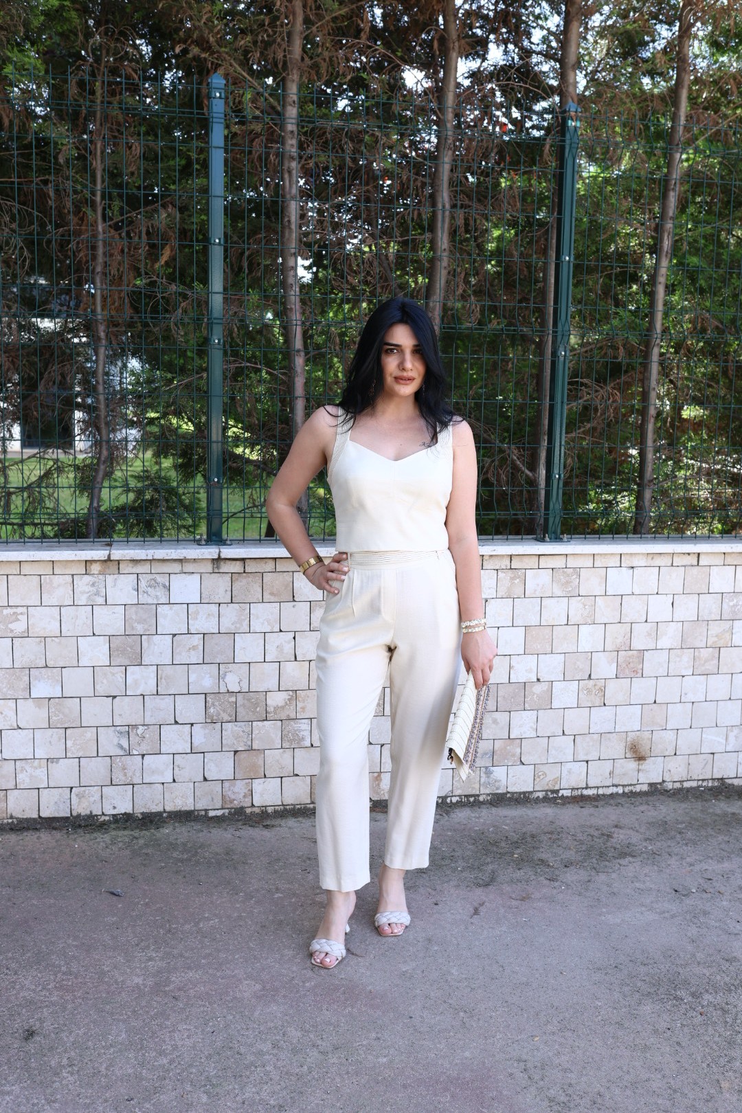 Ekru Keten Crop Bluz