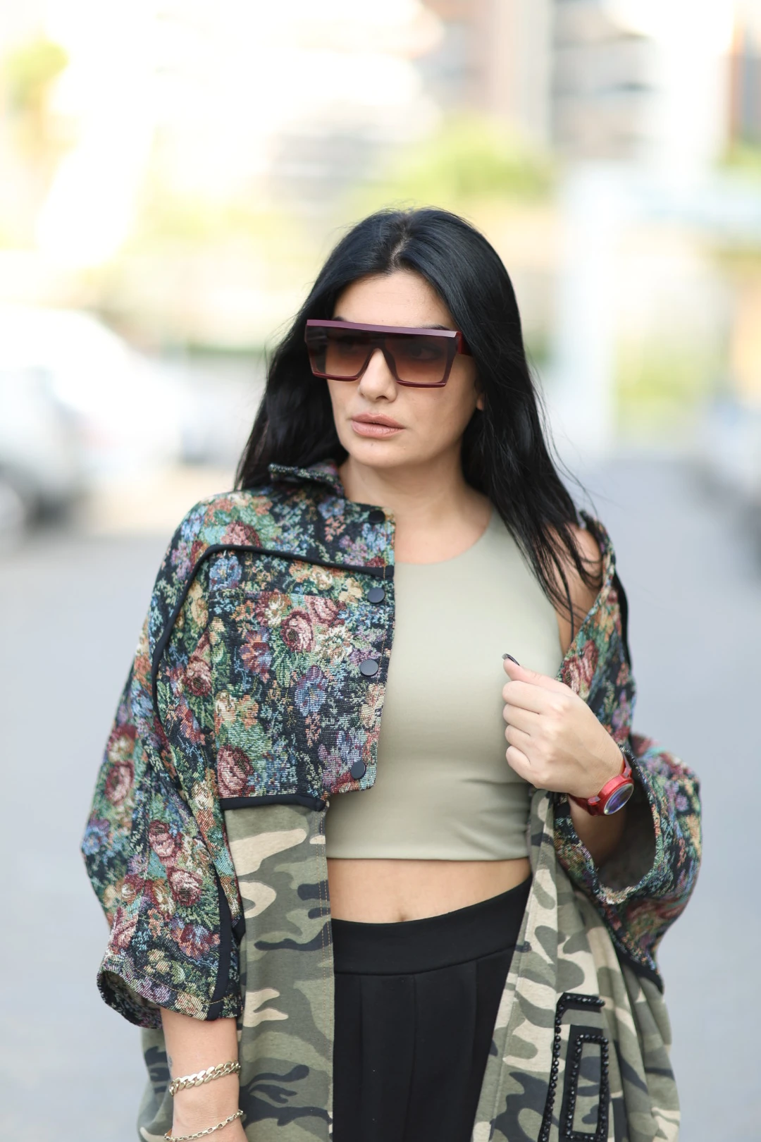 Kamuflaj Detaylı Tasarım Trençkot-Çokrenkli