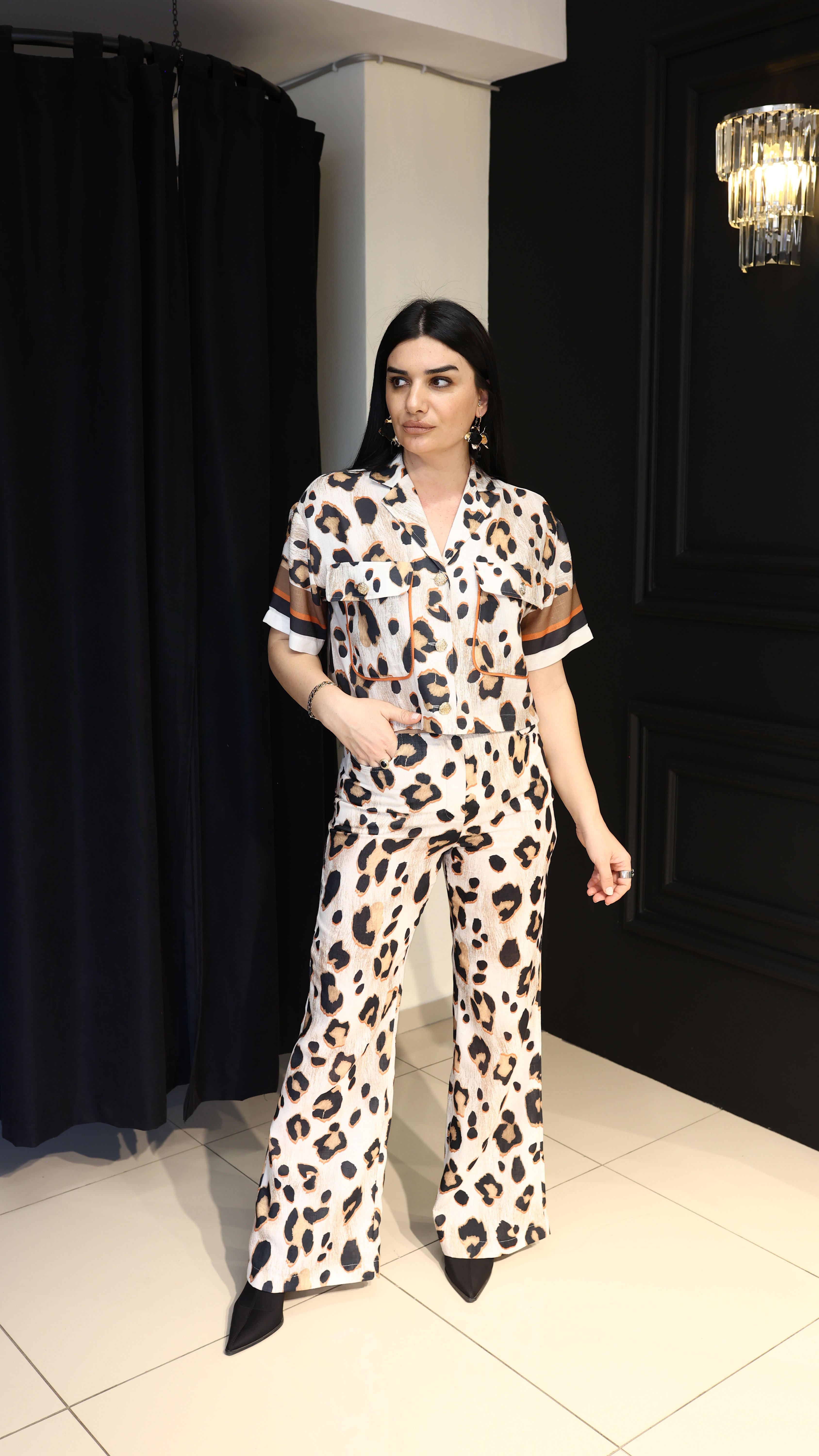İspanyol Paça Leopar Pantolon