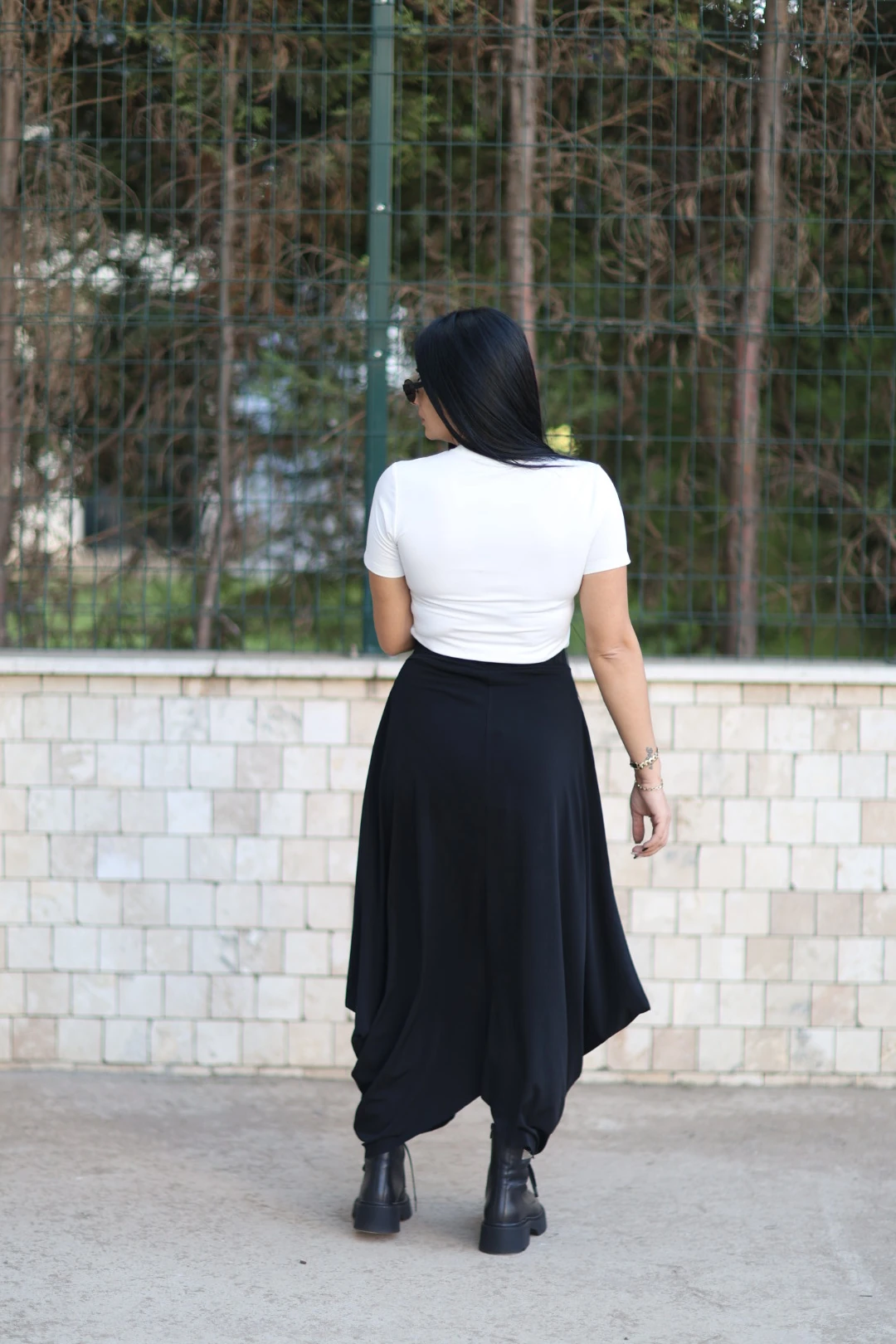 Pileli Tasarım Etek-Siyah