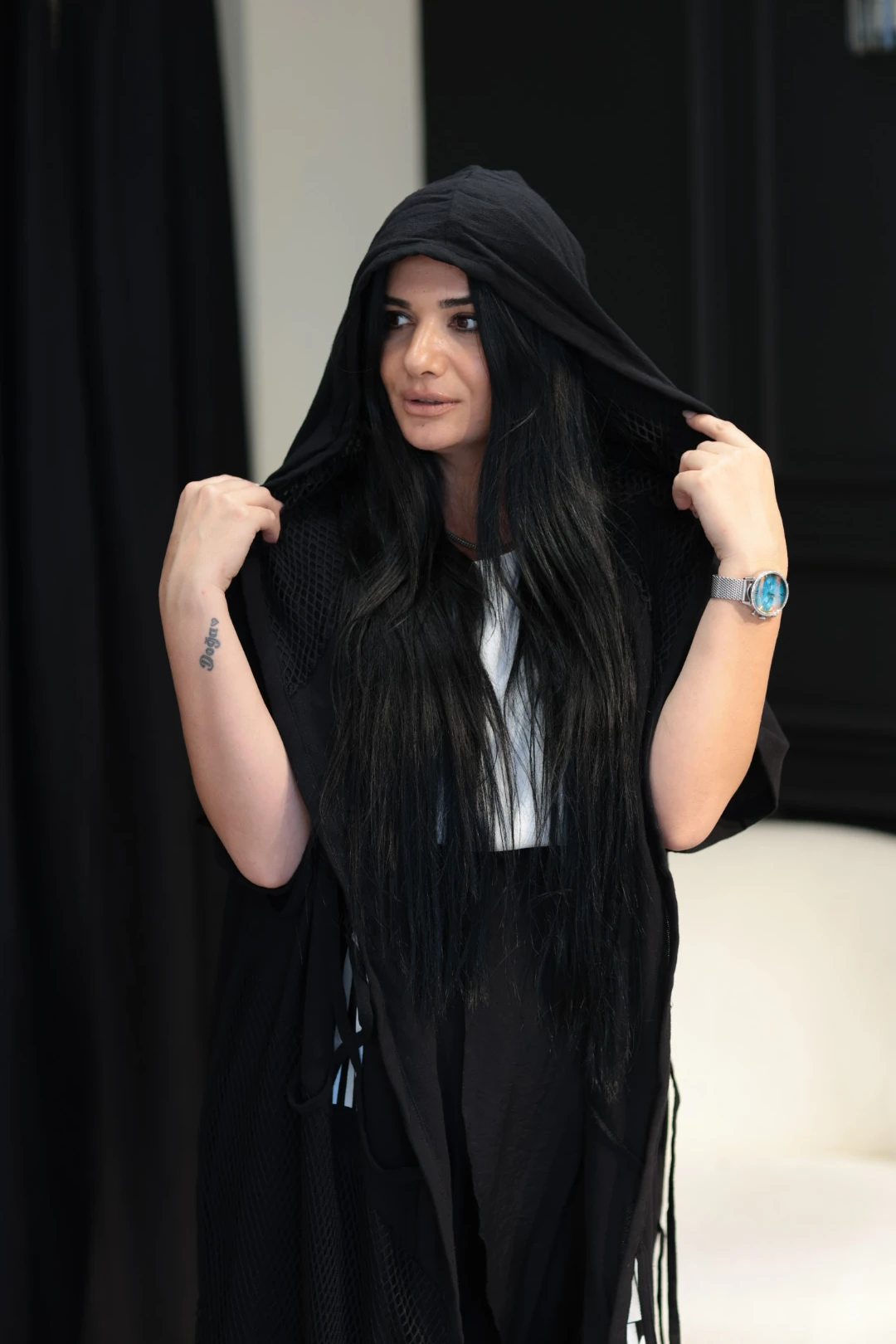 Tasarım Trençkot-Siyah