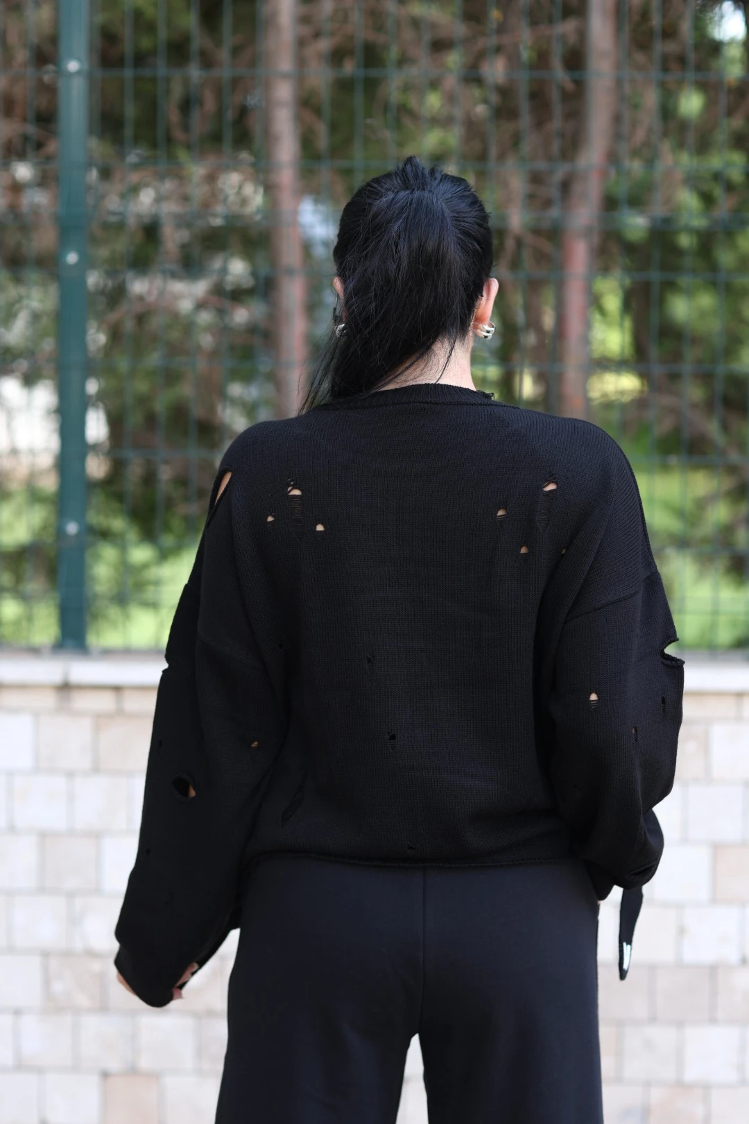 Triko Tasarım Kazak-Siyah