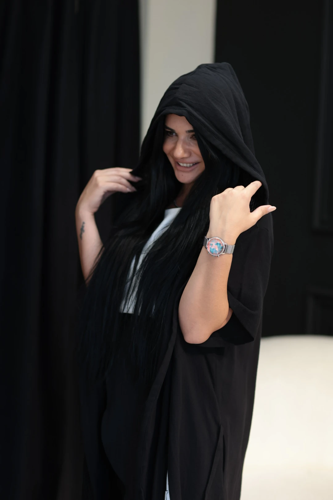 Tasarım Trençkot-Siyah