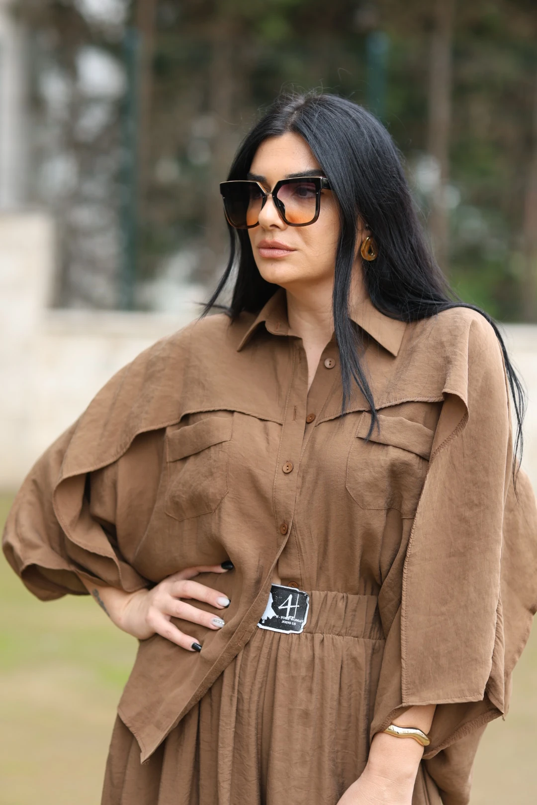 H4 Tasarım Gömlek-Kahverengi