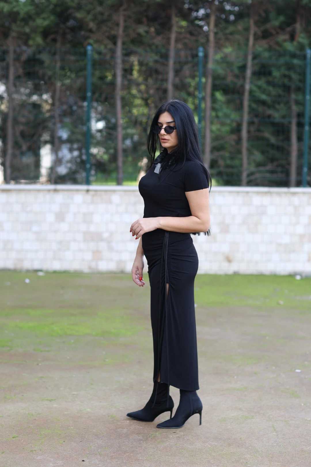 Nilmark Yırtmaçlı Tasarım Etek-Siyah