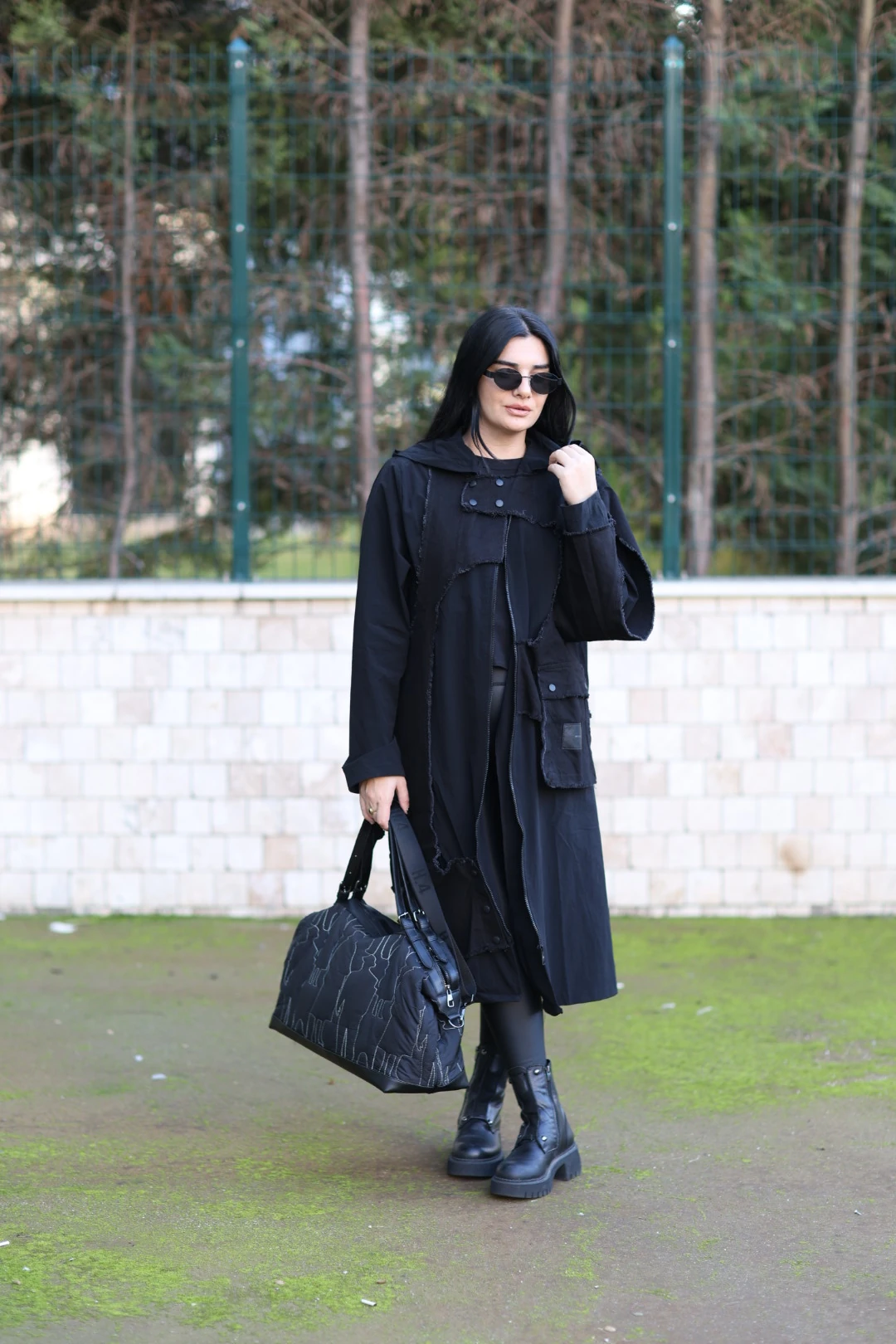 H4 Tasarım Trençkot-Siyah