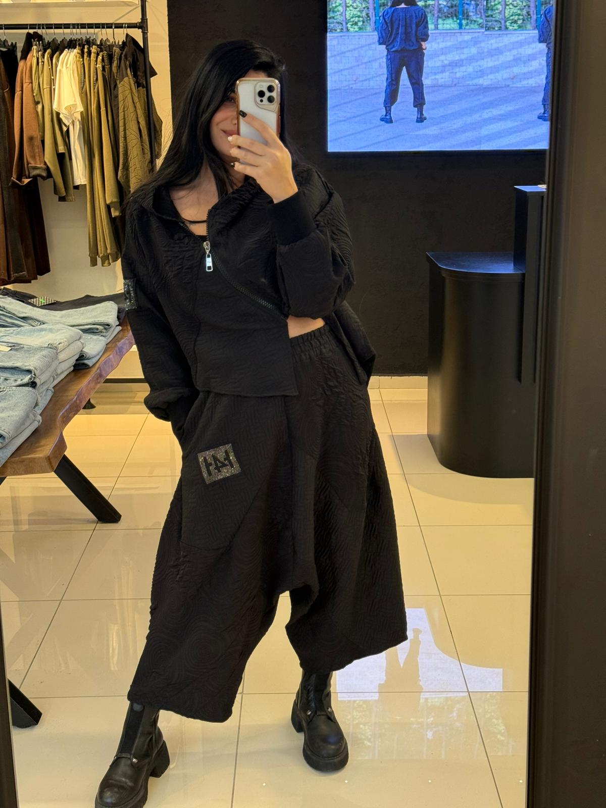 H4 Tasarım Şalvar Pantolon-Siyah