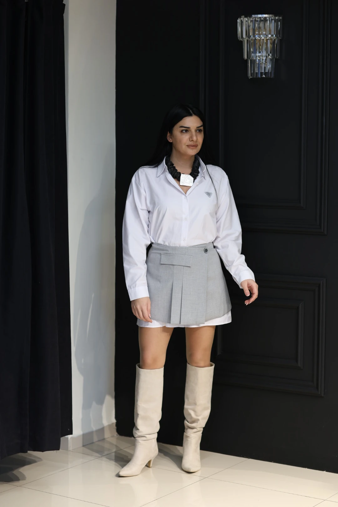 Tasarım Etekli Gömlek Elbise