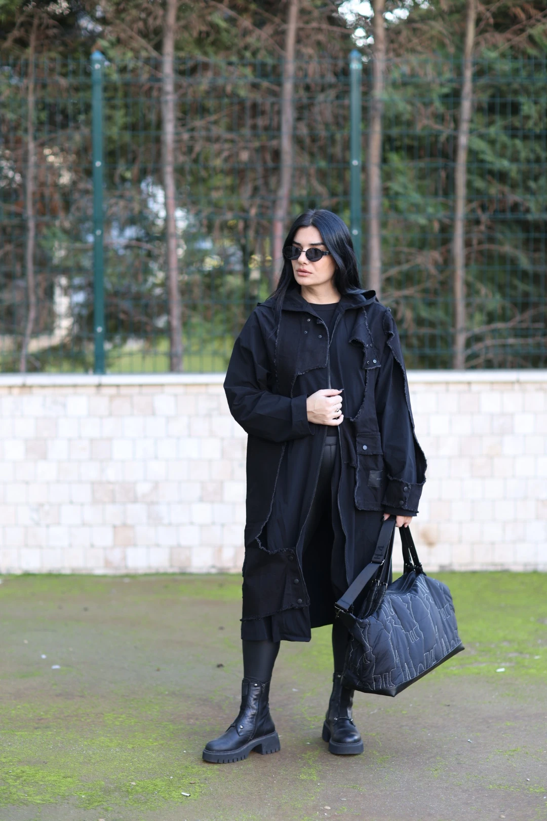 H4 Tasarım Trençkot-Siyah