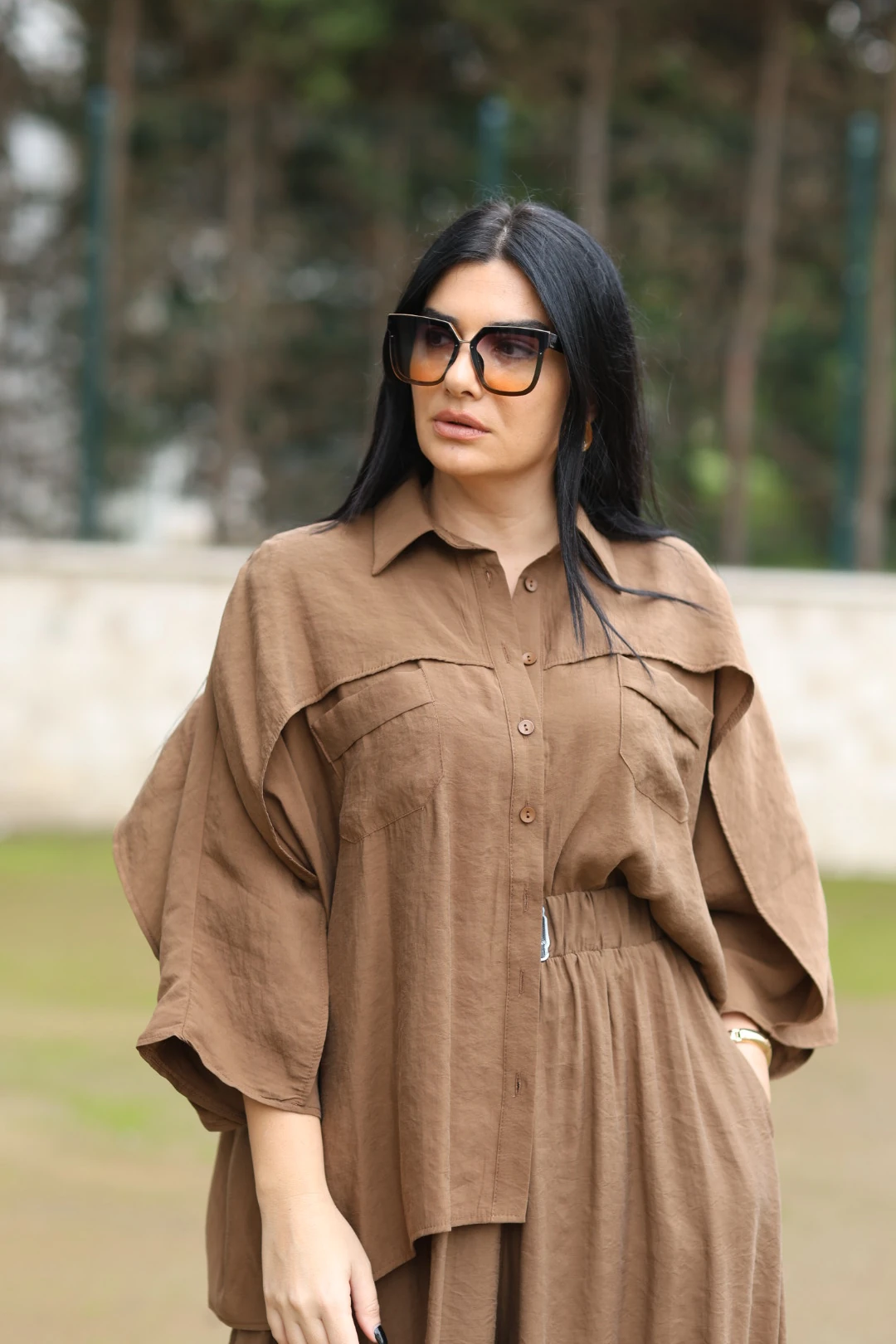 H4 Tasarım Gömlek-Kahverengi