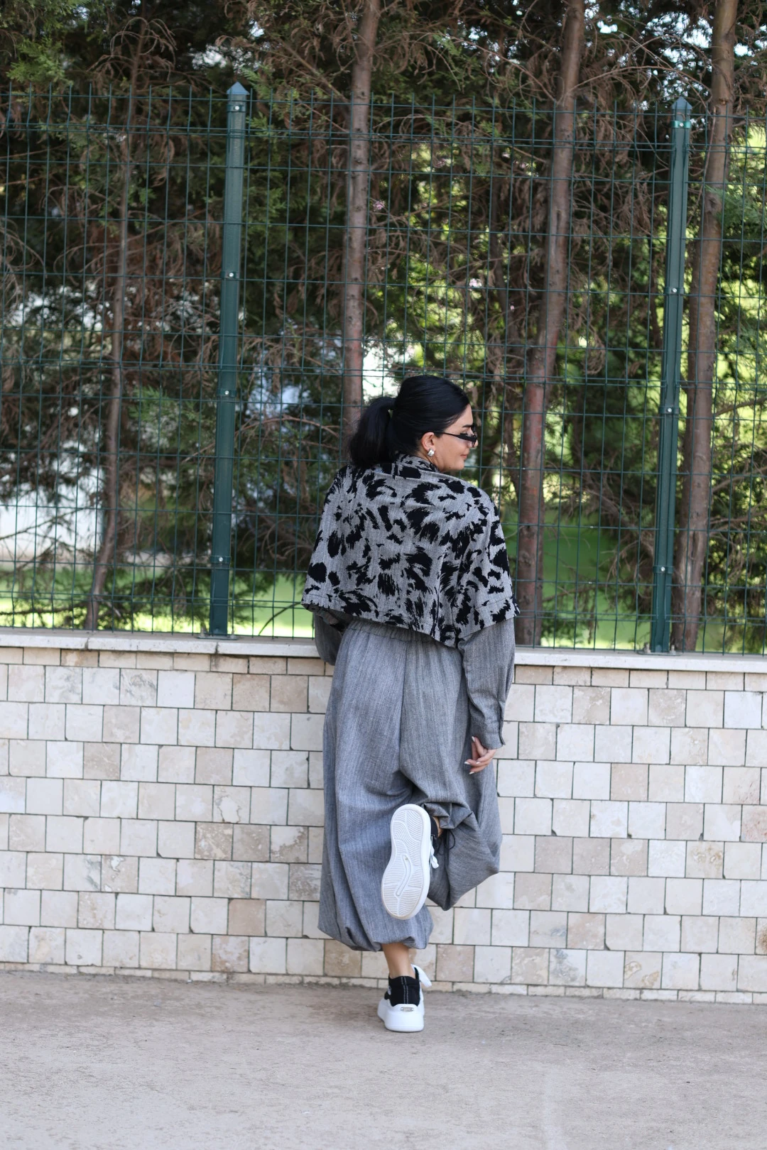 Desenli Tasarım Ceket-Gri