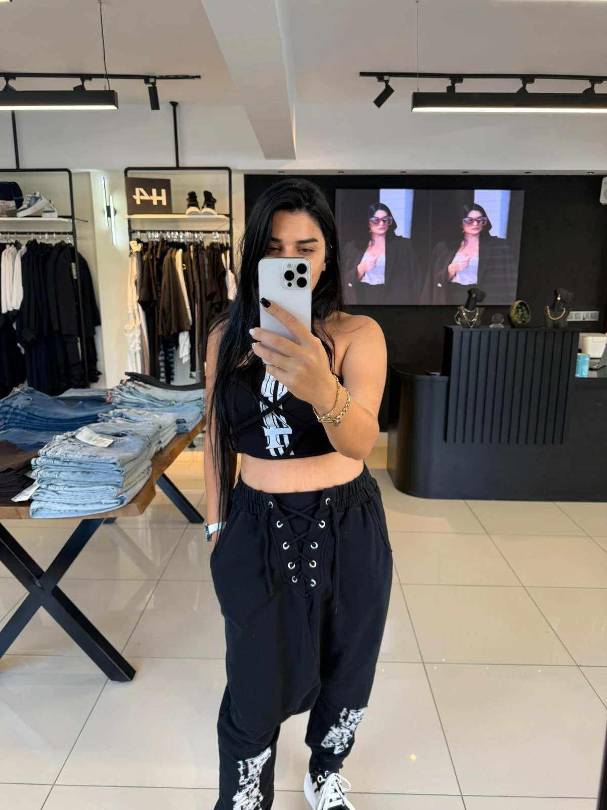 Bağlamalı Tasarım Şalvar-Siyah