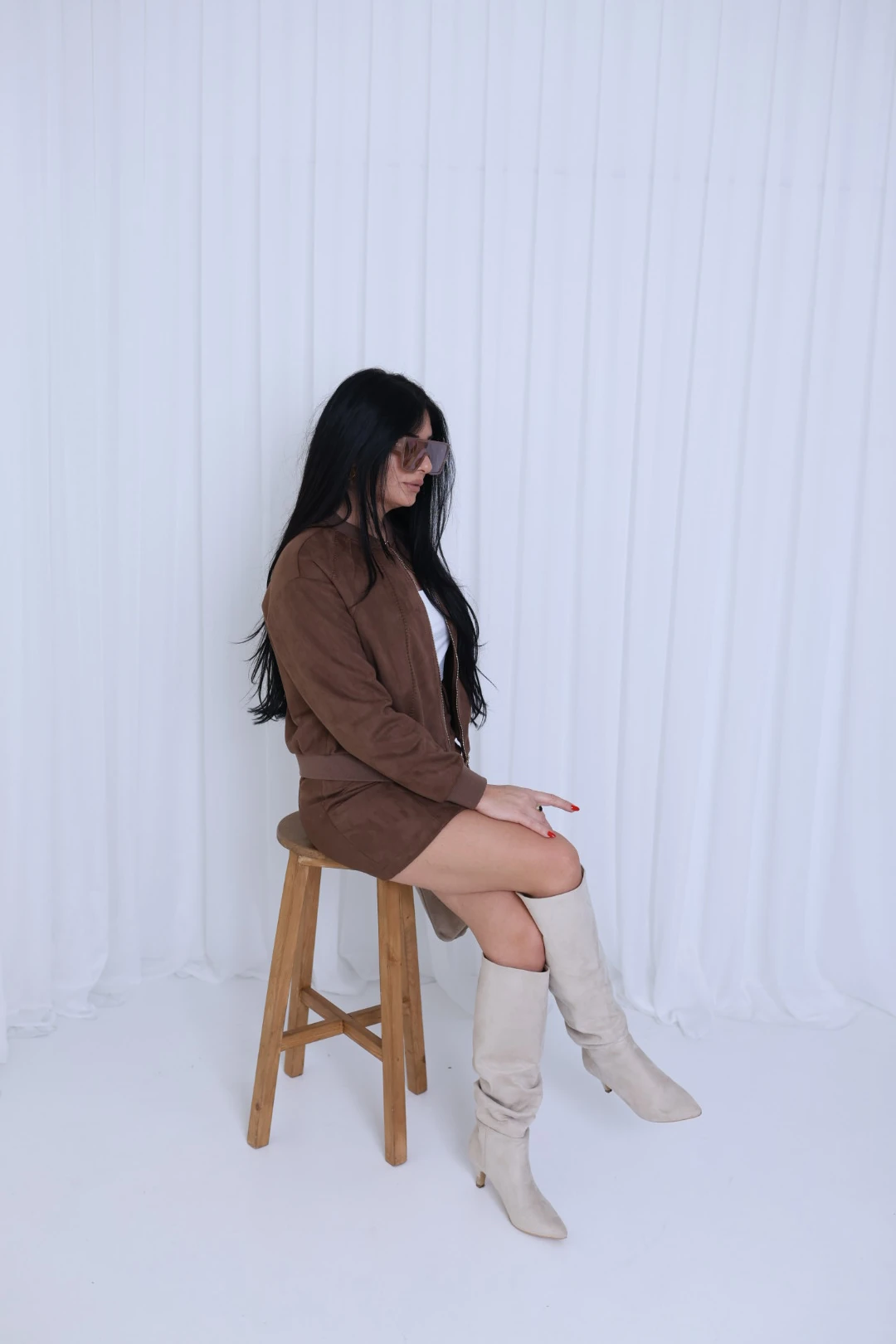 Süet Nakışlı Tasarım Ceket-Kahverengi