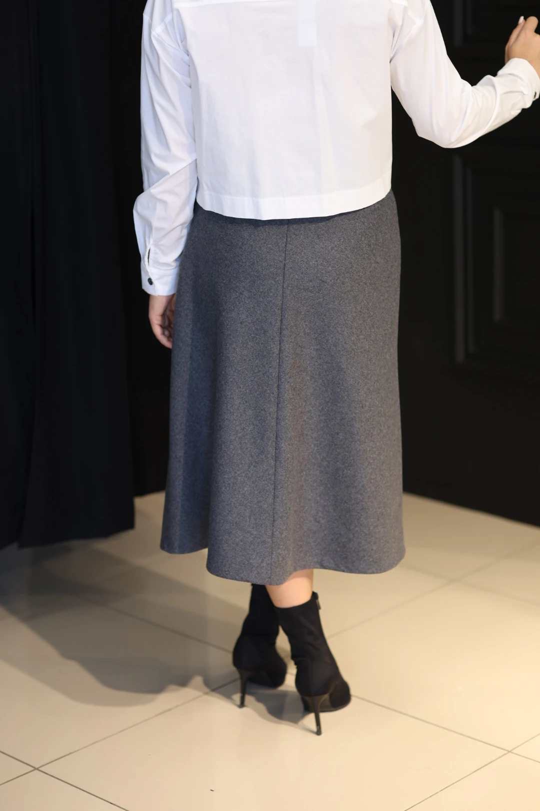 Kasha Yün Kloş Etek-Gri