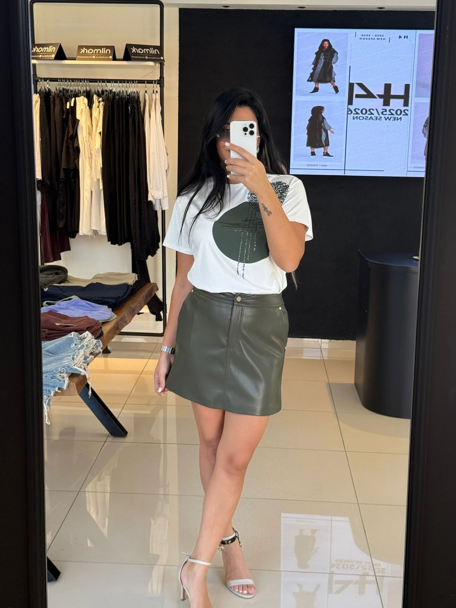 Kasha Baskılı Tişört-Beyaz