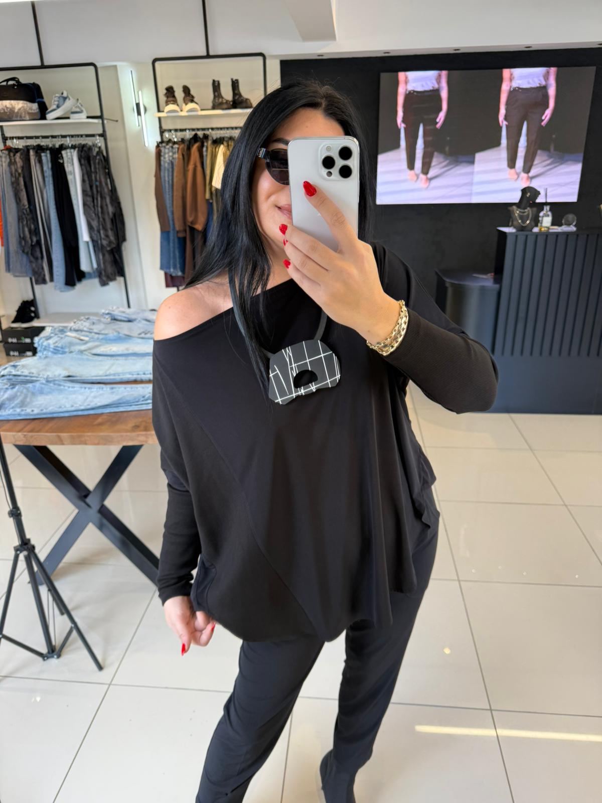 Nilmark Salaş Bluz-Siyah