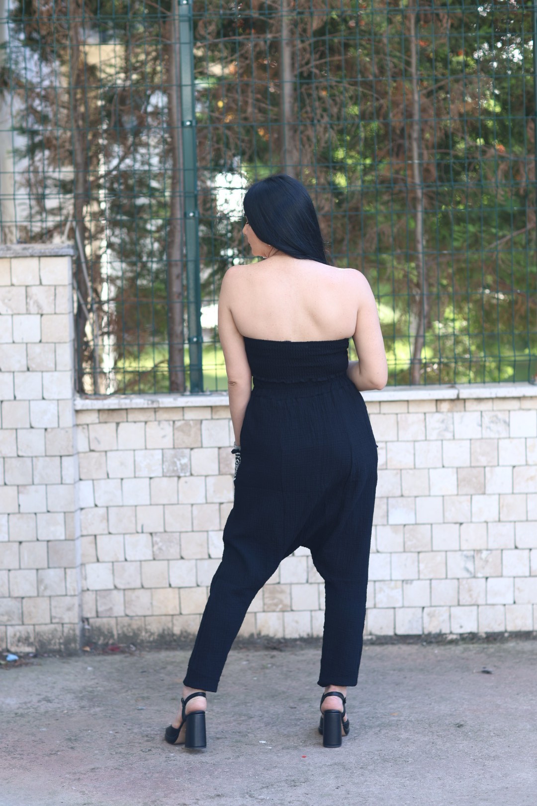 Müslin Kumaş Siyah Şalvar Pantolon