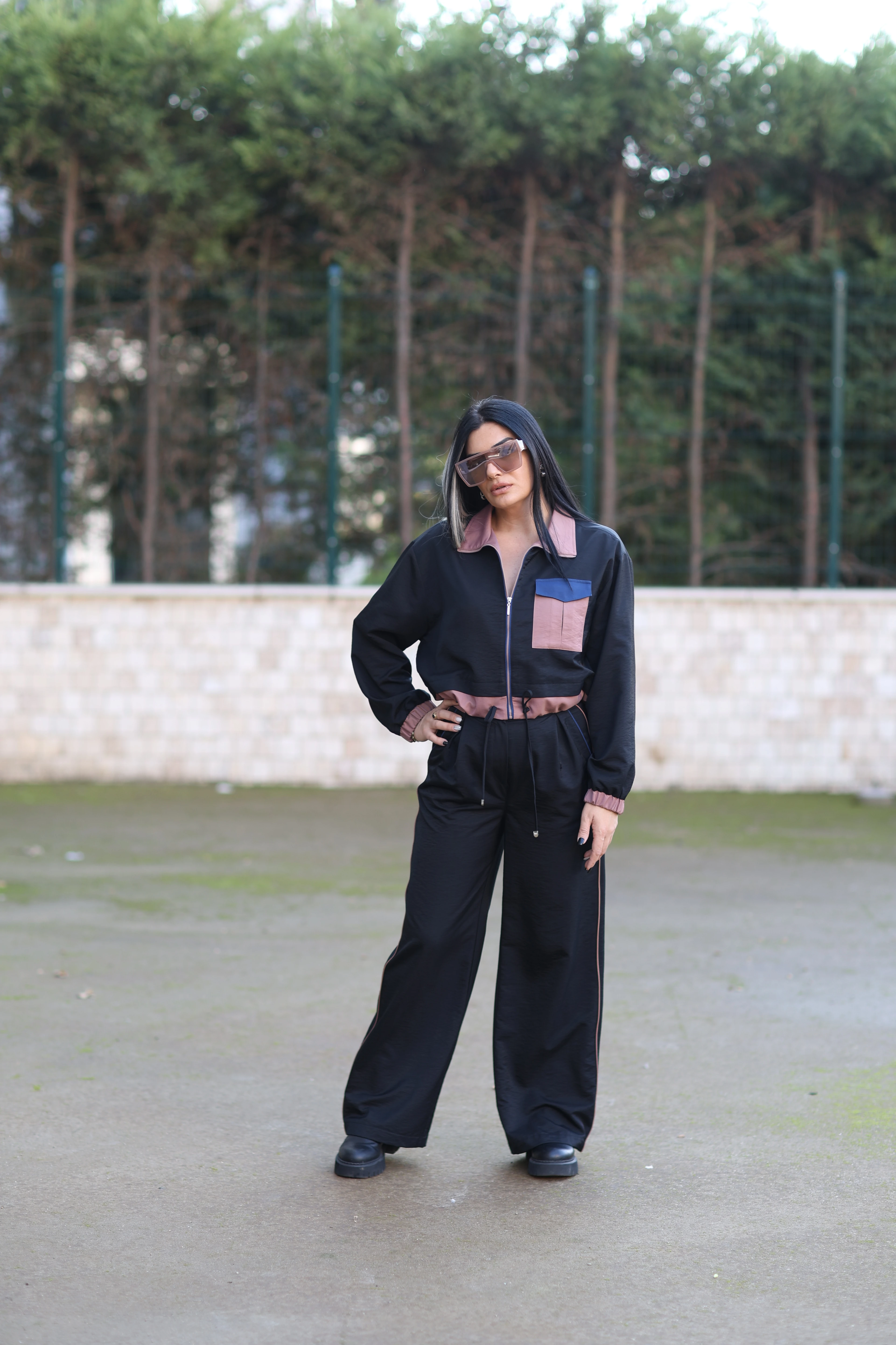 Kasha Bol Paça Kemer Detaylı Pantolon-Siyah