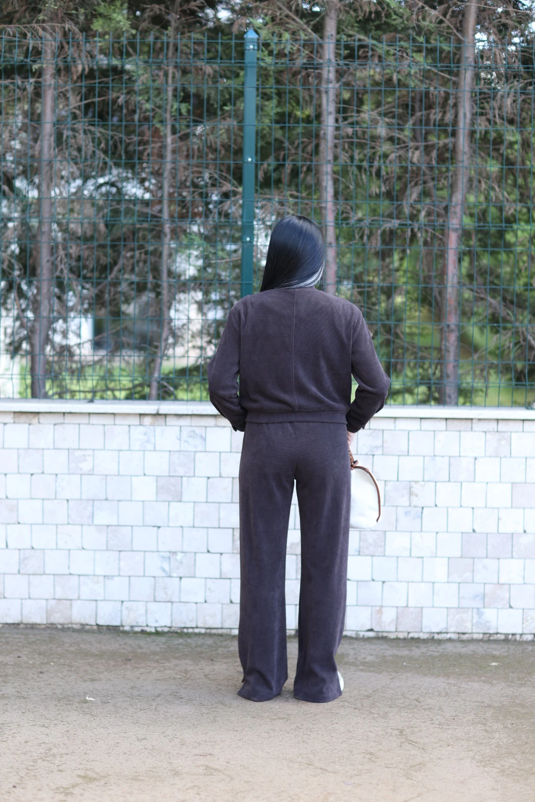 Kadife Bol Paça Tasarım Pantolon