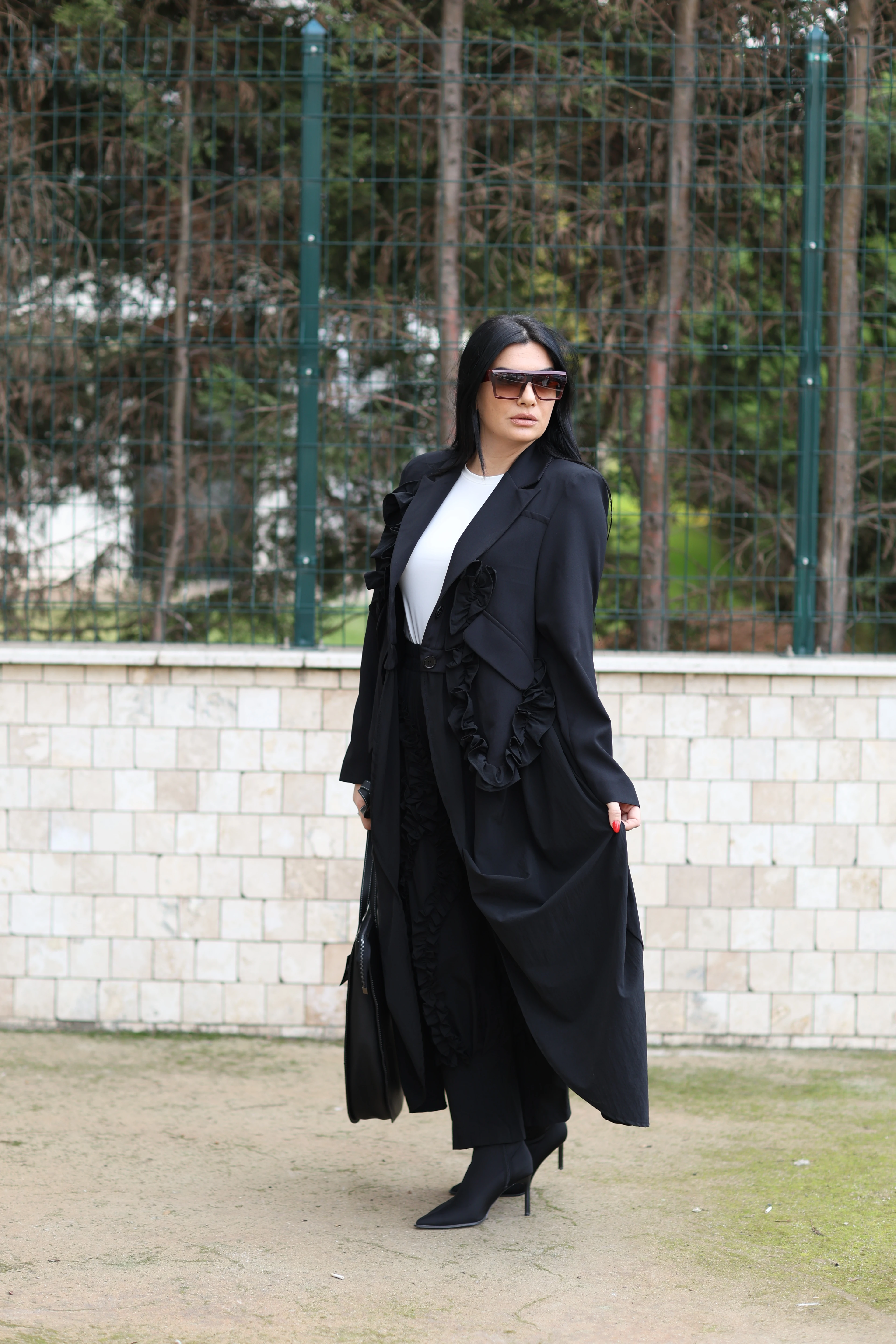 H4 Belden Lastikli Tasarım Pantolon-Siyah