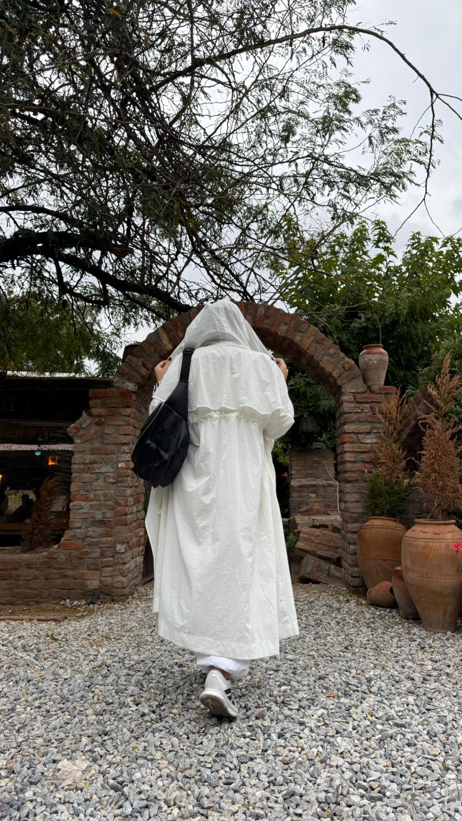 Tasarım Trençkot-Beyaz