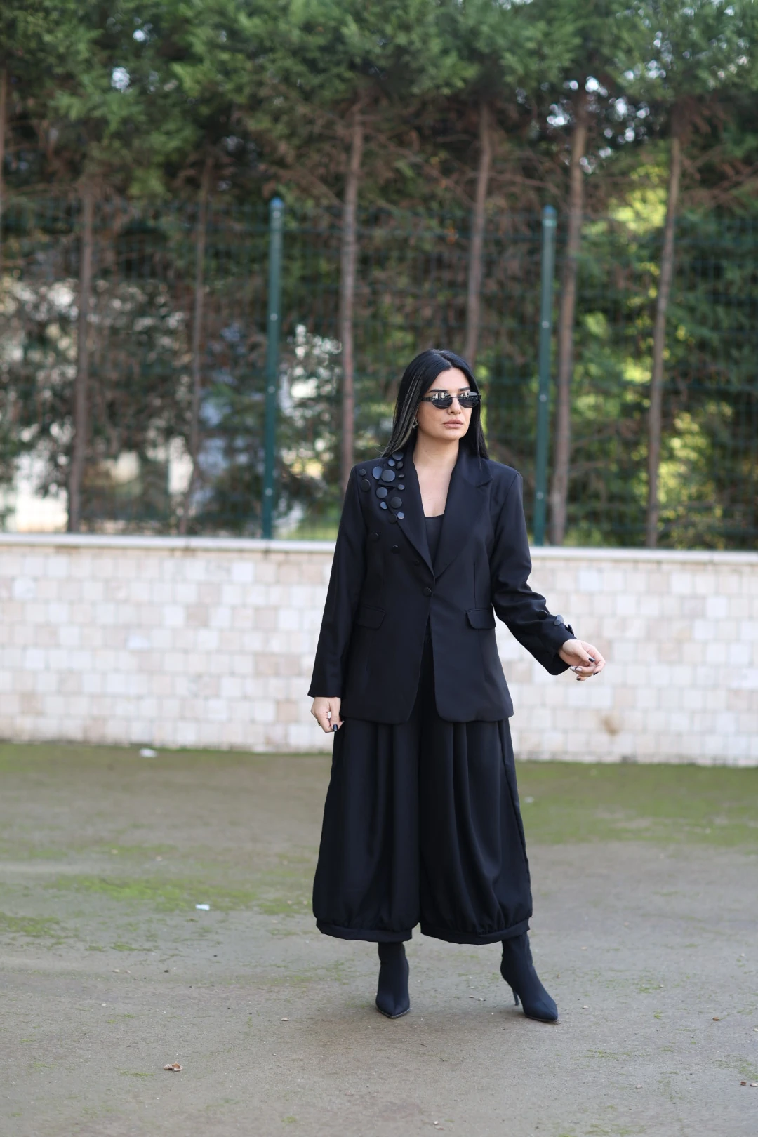 H4 Düğmeli Tasarım Ceket-Siyah