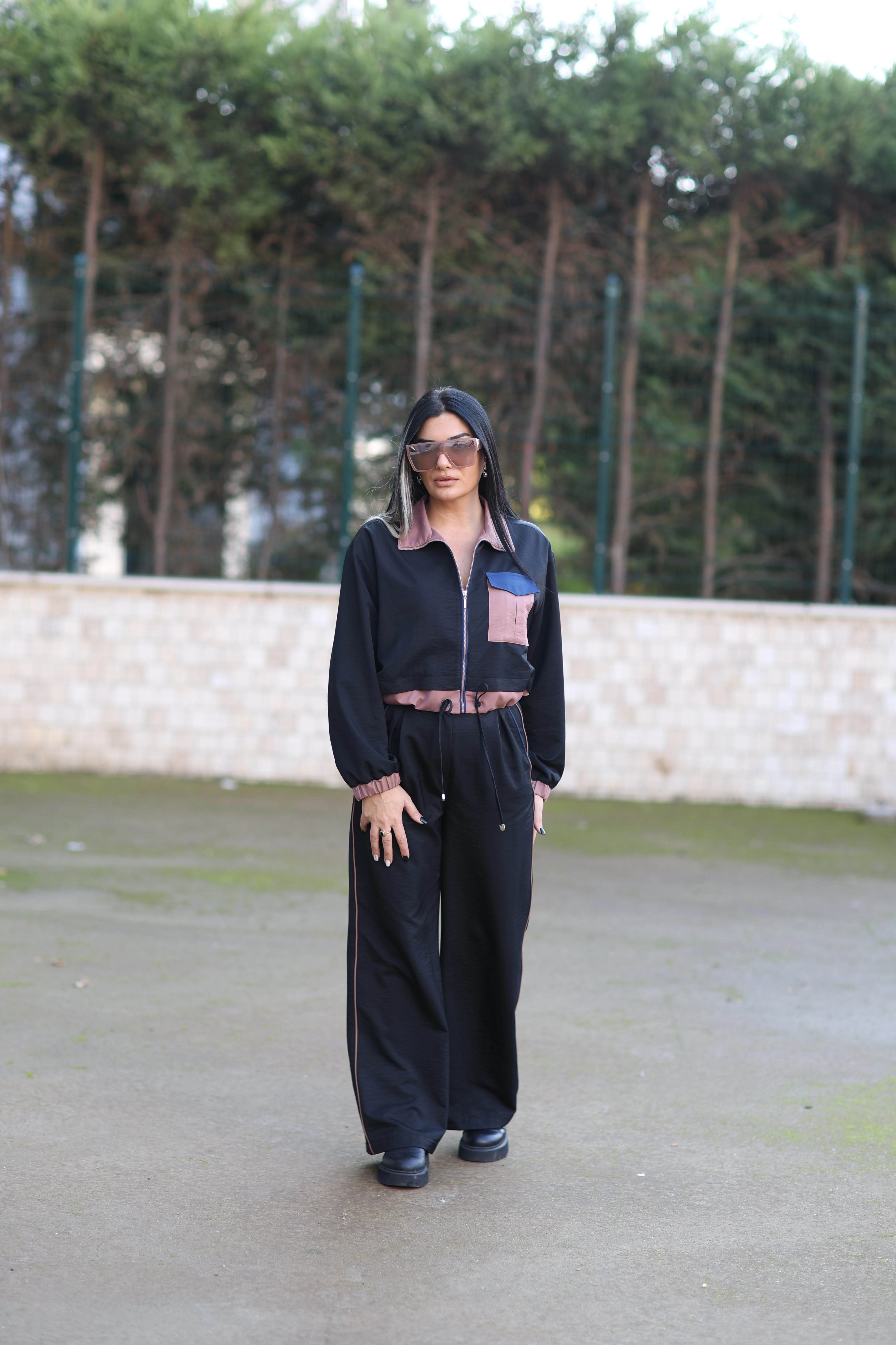 Kasha Bol Paça Kemer Detaylı Pantolon-Siyah