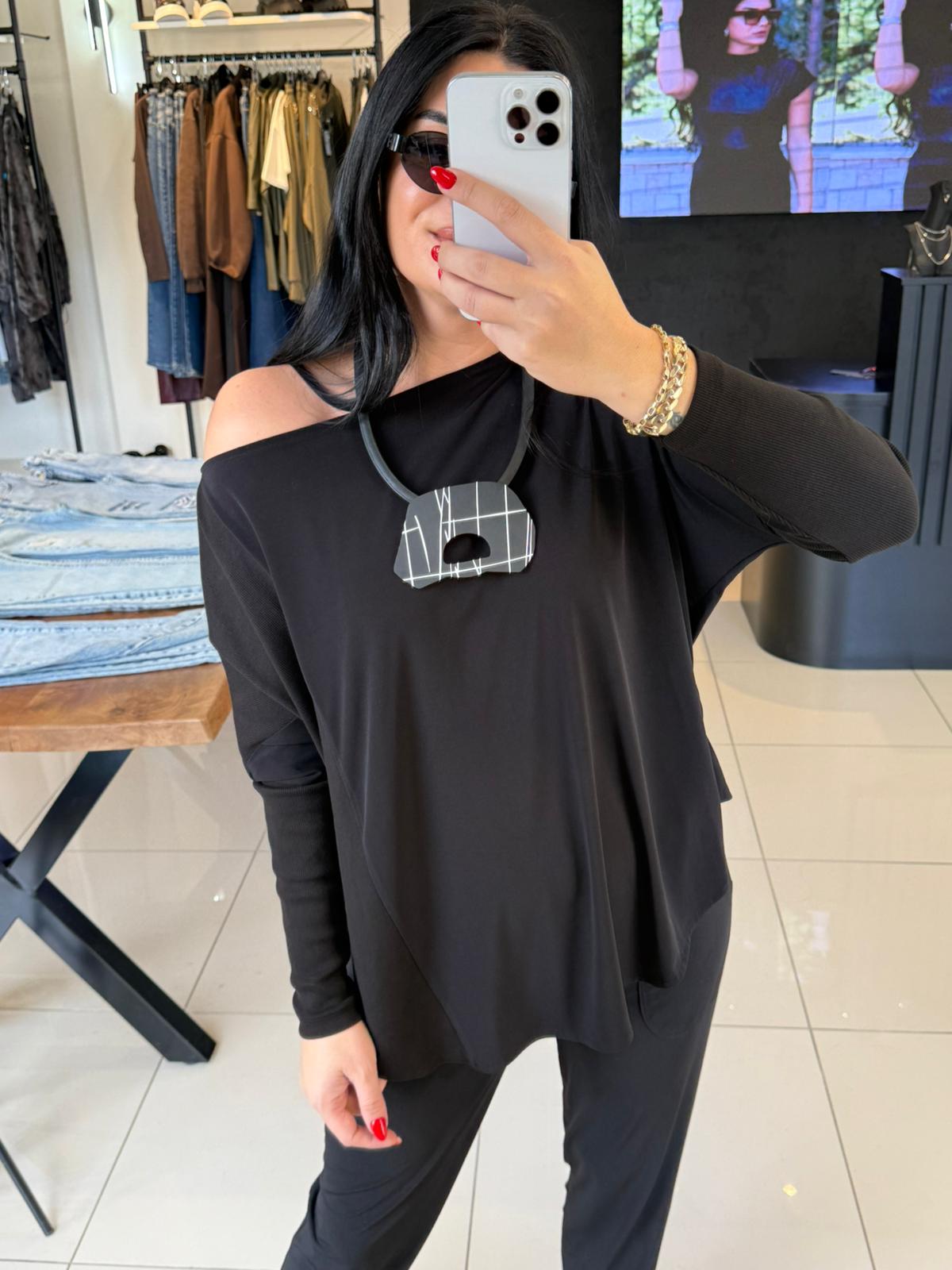 Nilmark Salaş Bluz-Siyah