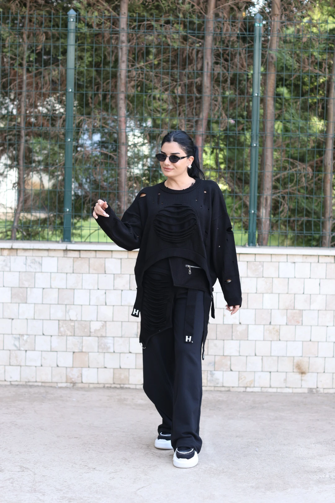 Triko Tasarım Kazak-Siyah