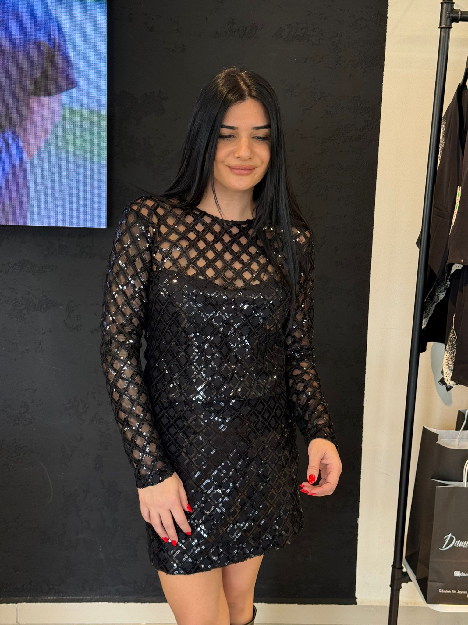 Kasha Pul Payet Tül Bluz-Siyah