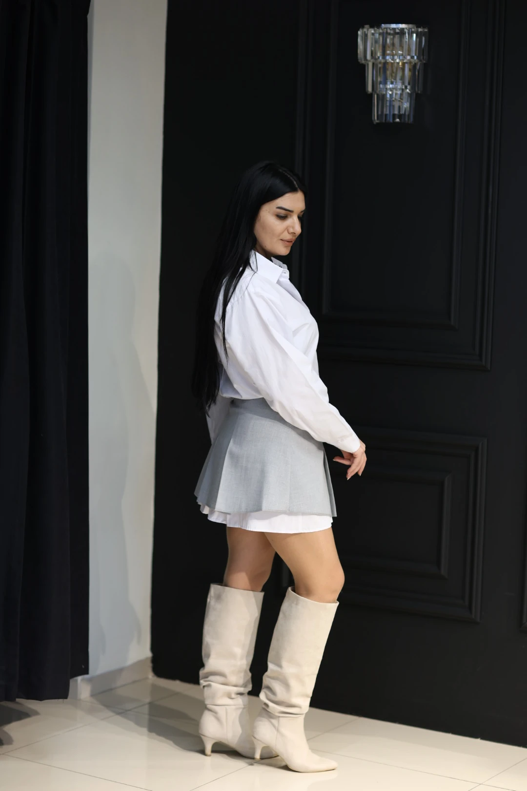 Tasarım Etekli Gömlek Elbise