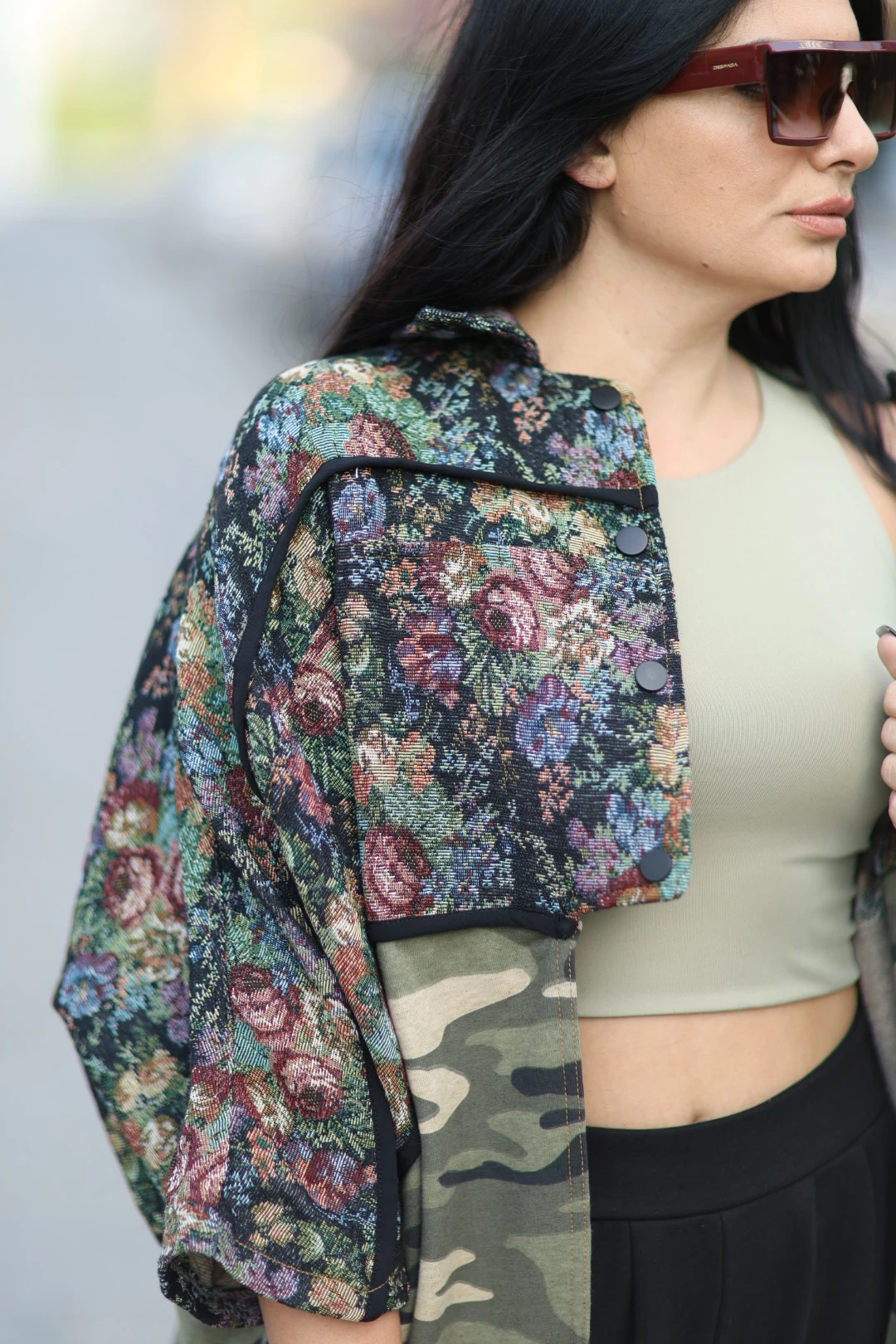 Kamuflaj Detaylı Tasarım Trençkot-Çokrenkli