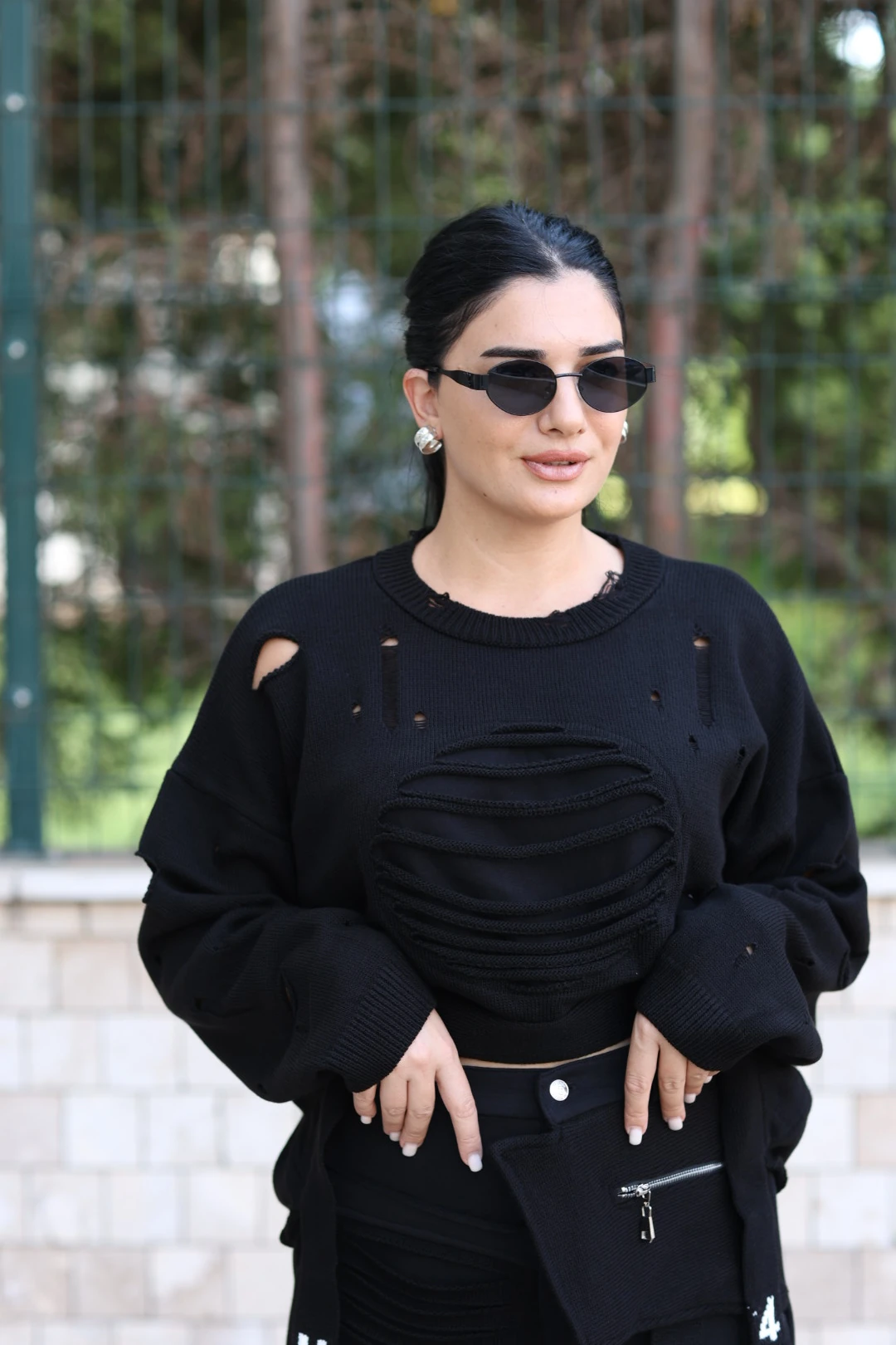 Triko Tasarım Kazak-Siyah