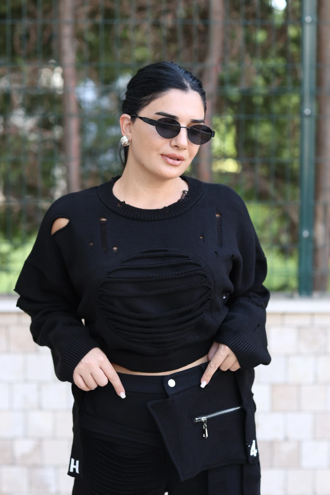 Triko Tasarım Kazak-Siyah