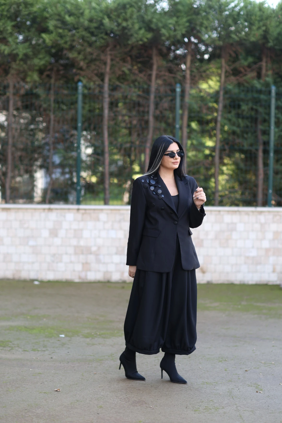 H4 Düğmeli Tasarım Ceket-Siyah