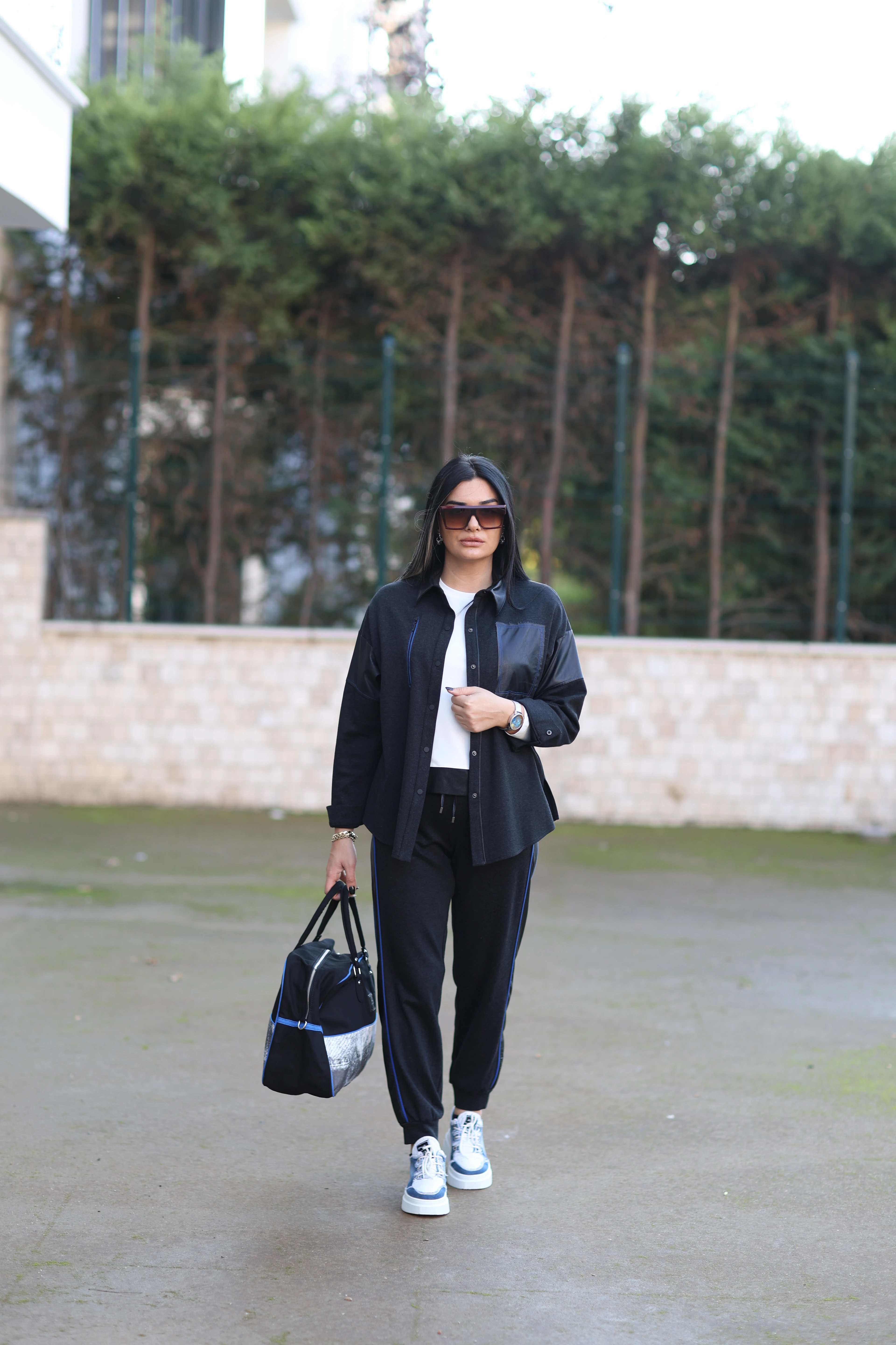 Kasha Büyük Beden Doğal Deri Detaylı Pantolon-Antrasit