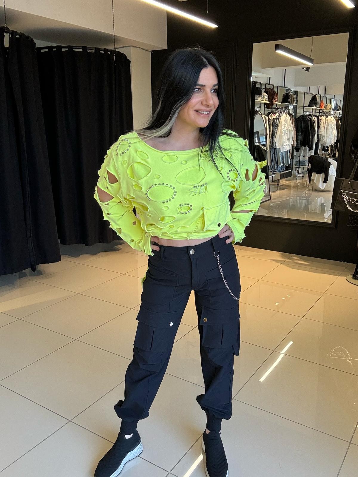 Zincirli Jogger Pantolon-Siyah