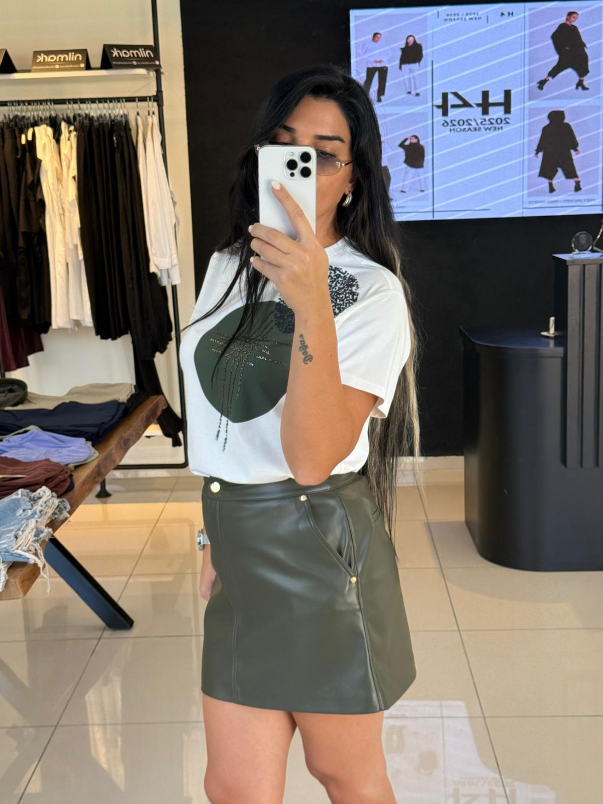 Kasha Deri Etek-Haki