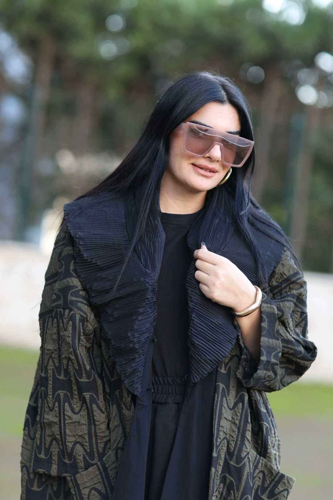 H4 Tasarım Trençkot-Yeşil