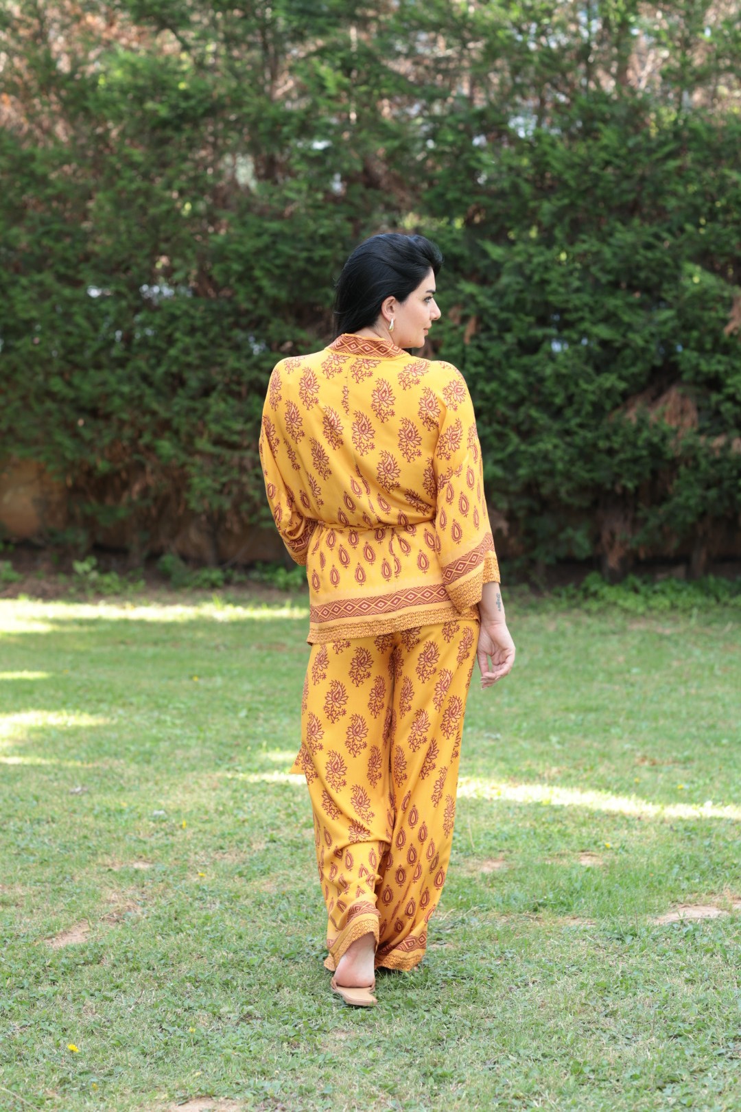 Hardal Etnik Desen Kimono